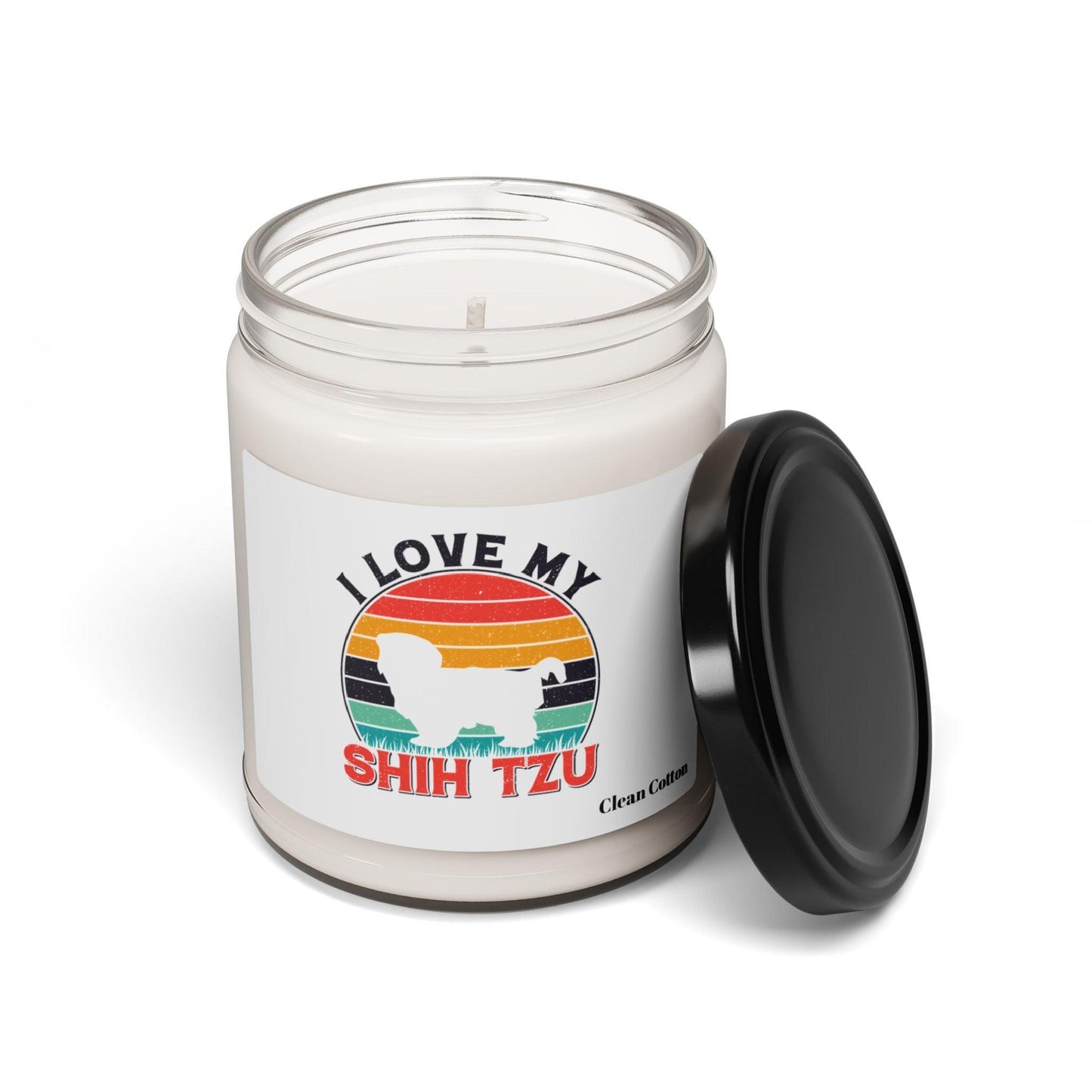 I Love My Shih Tzu With Rainbow Scented Soy Candle - Shih Tzu Gifts