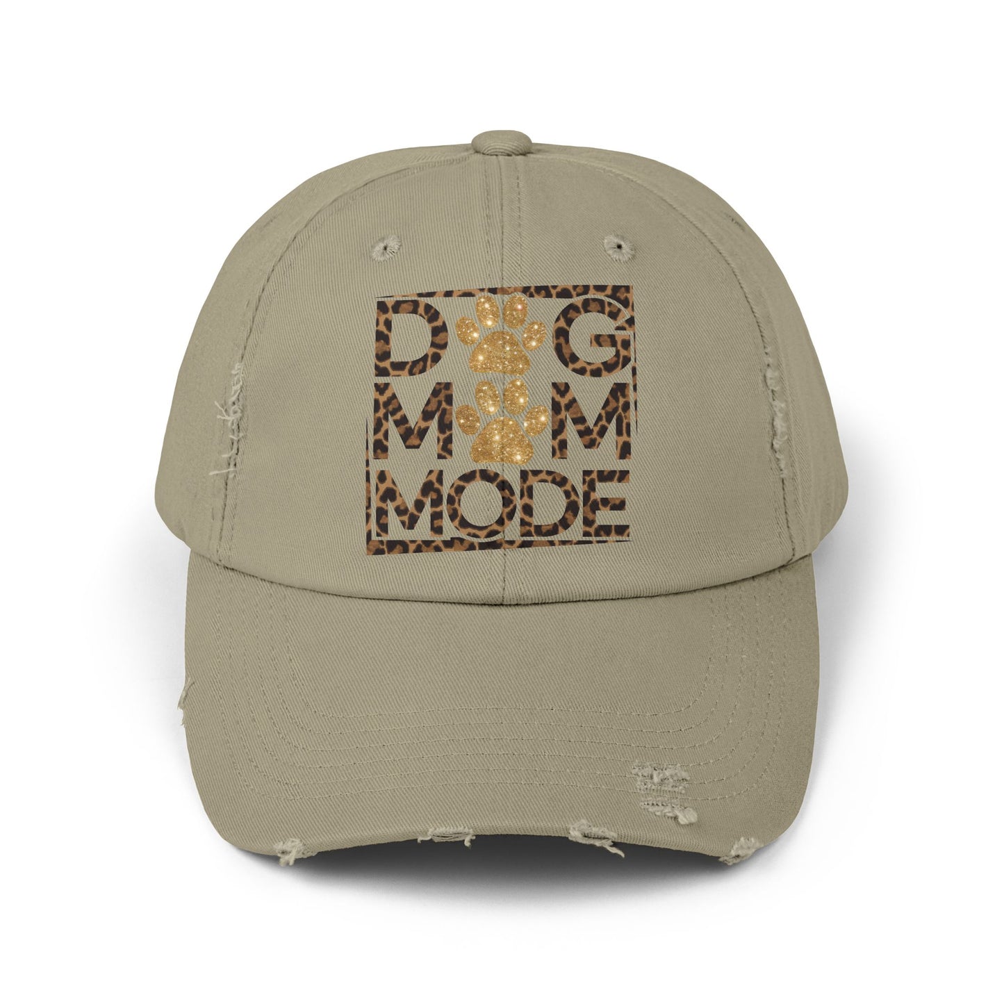 Dog Mom Mode Distressed Hat – Adjustable Cotton Twill Cap