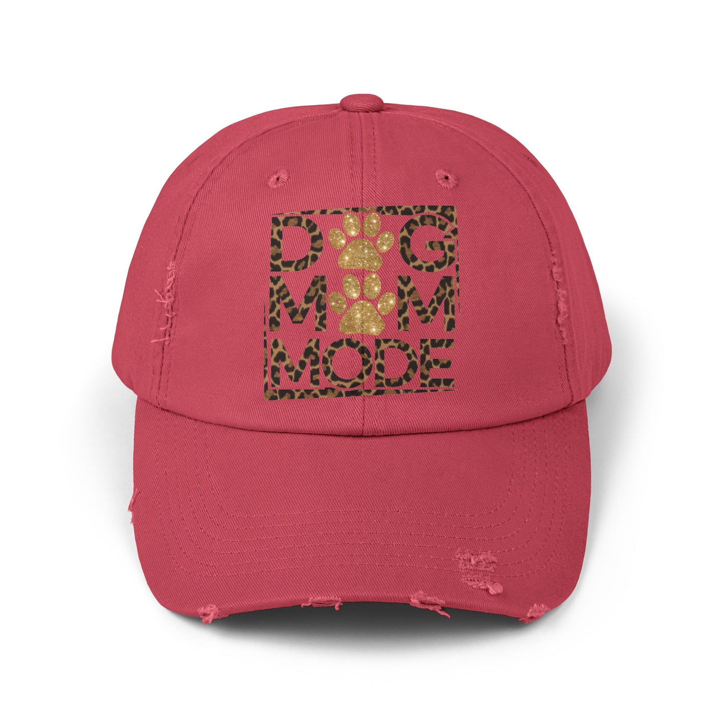 Dog Mom Mode Distressed Hat – Adjustable Cotton Twill Cap