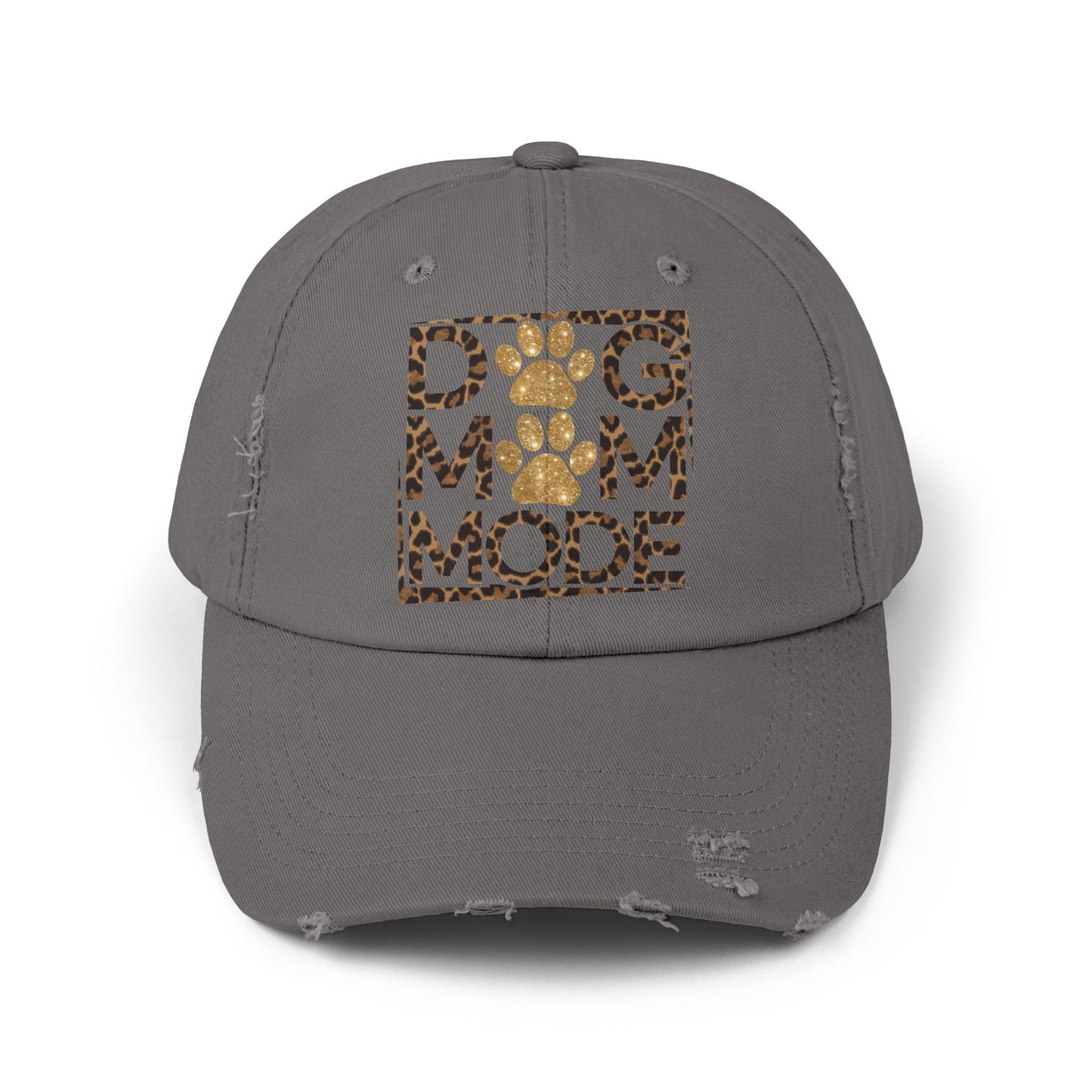 Dog Mom Mode Distressed Hat – Adjustable Cotton Twill Cap