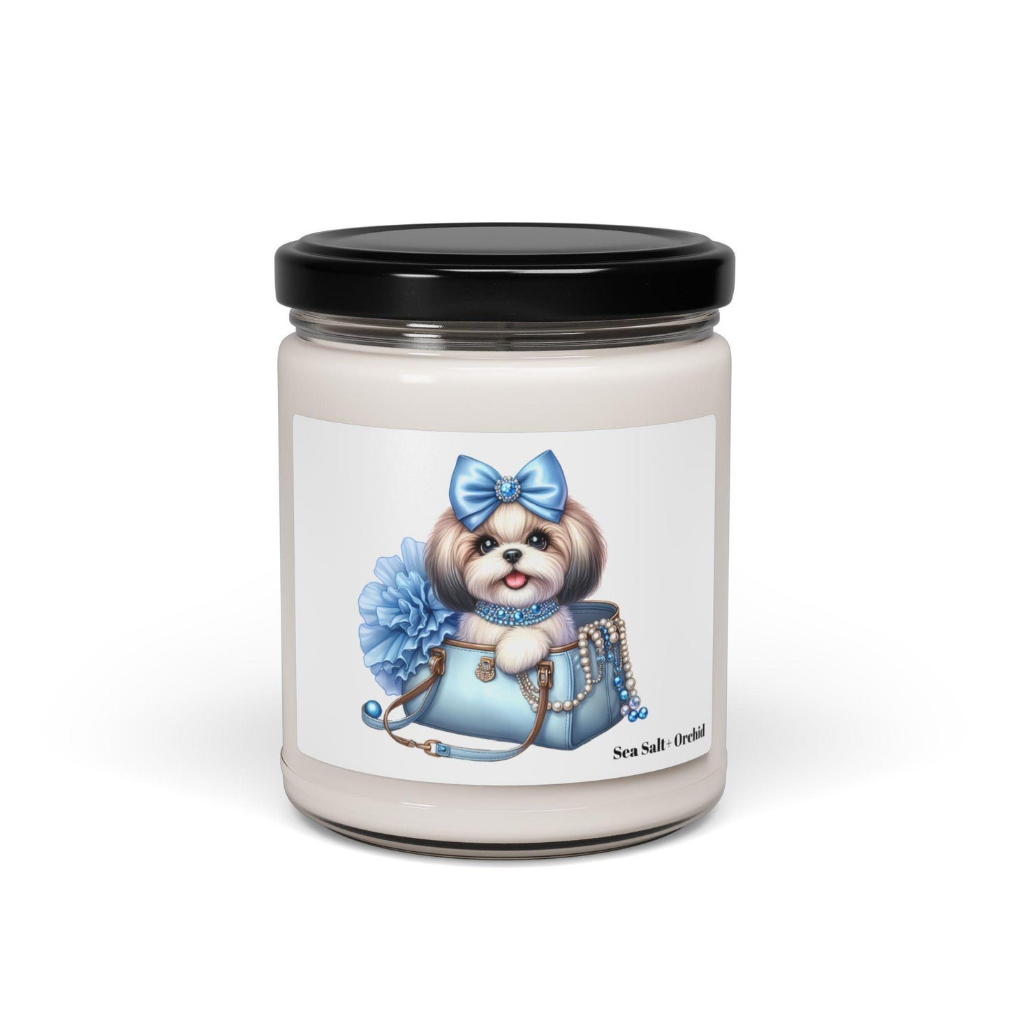 Blue Bow Shih Tzu Scented Soy Candle, 9oz - Shih Tzu Gifts