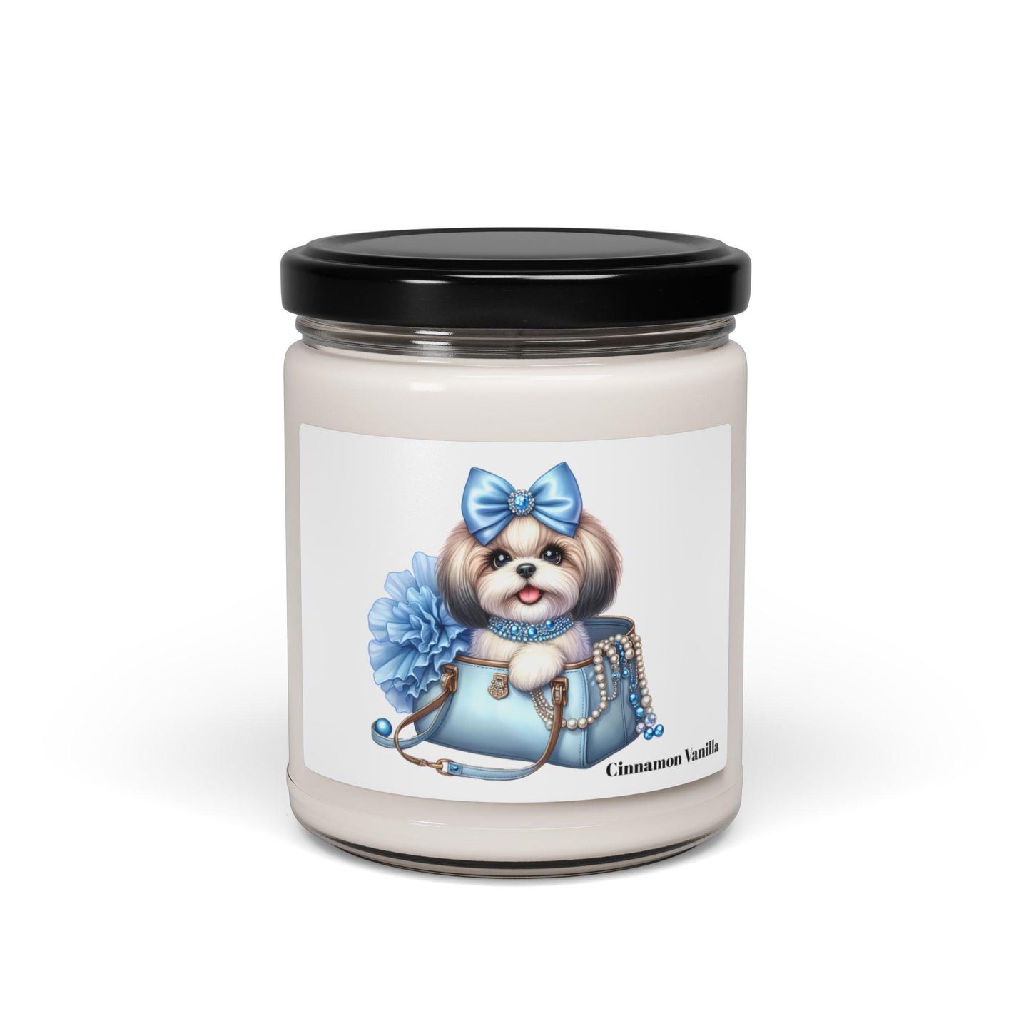 Blue Bow Shih Tzu Scented Soy Candle, 9oz - Shih Tzu Gifts