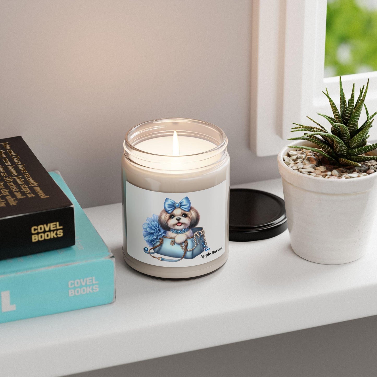 Blue Bow Shih Tzu Scented Soy Candle, 9oz - Shih Tzu Gifts
