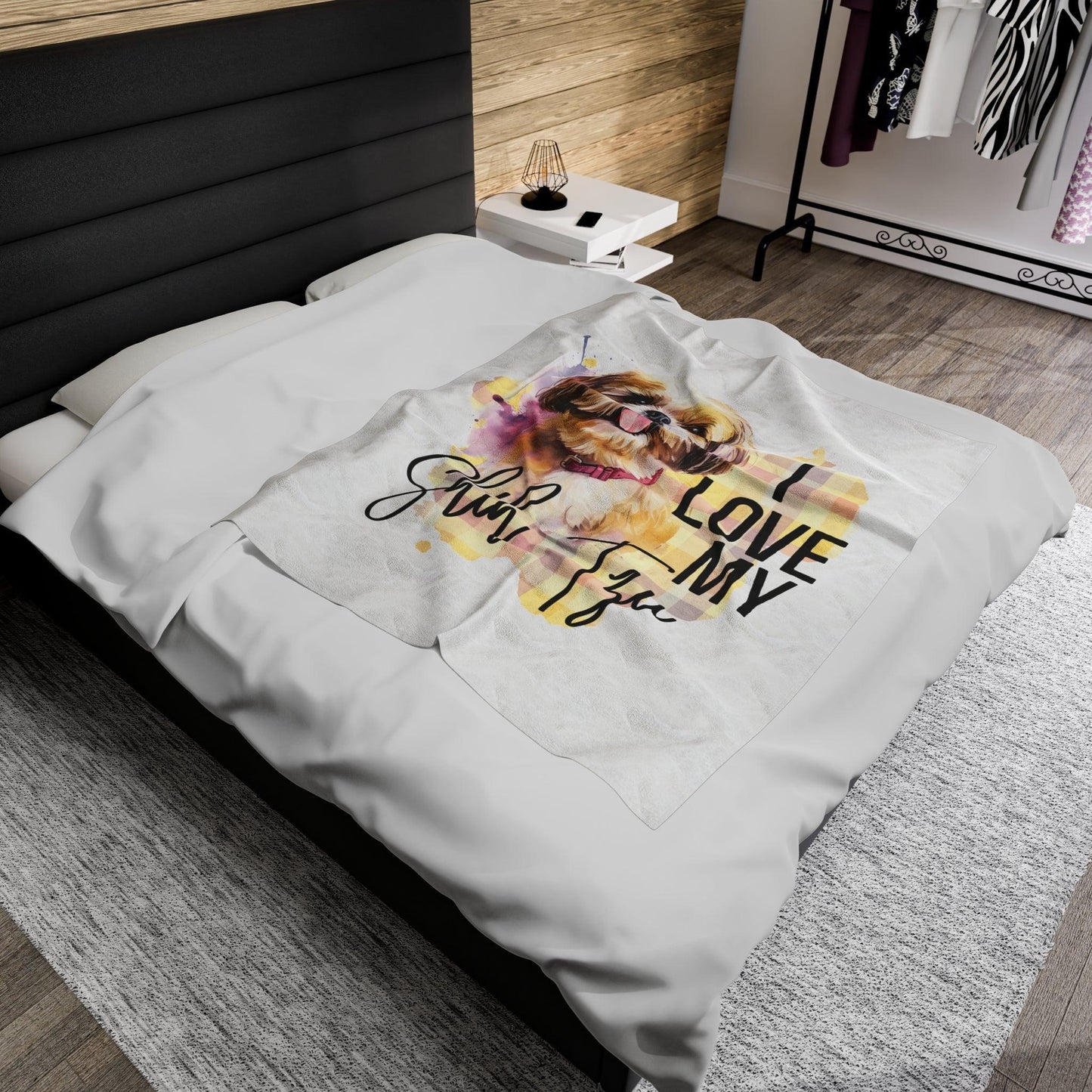 I Love My Shih Tzu Velveteen Plush Blanket - Shih Tzu Gifts