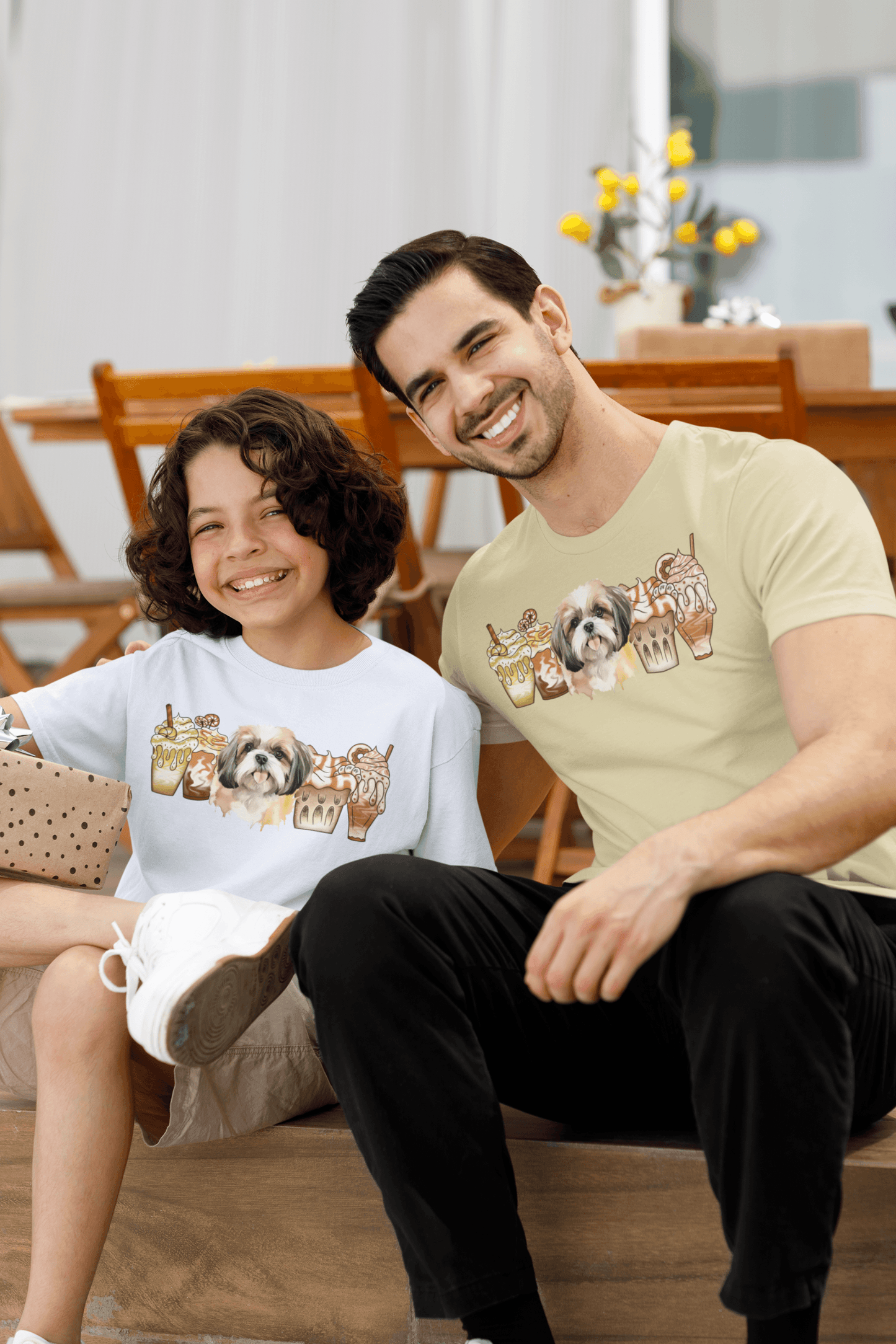 Shih Tzu With Ice Coffee Youth Short Sleeve Tee - Shih Tzu Gifts