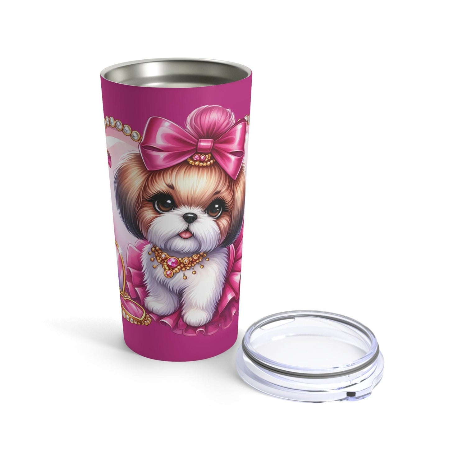 Pink Bow Shih Tzu Tumbler - Shih Tzu Gifts