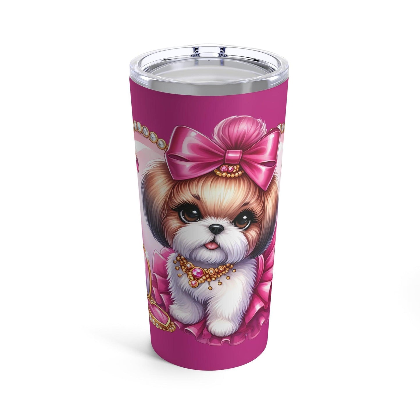 Pink Bow Shih Tzu Tumbler - Shih Tzu Gifts