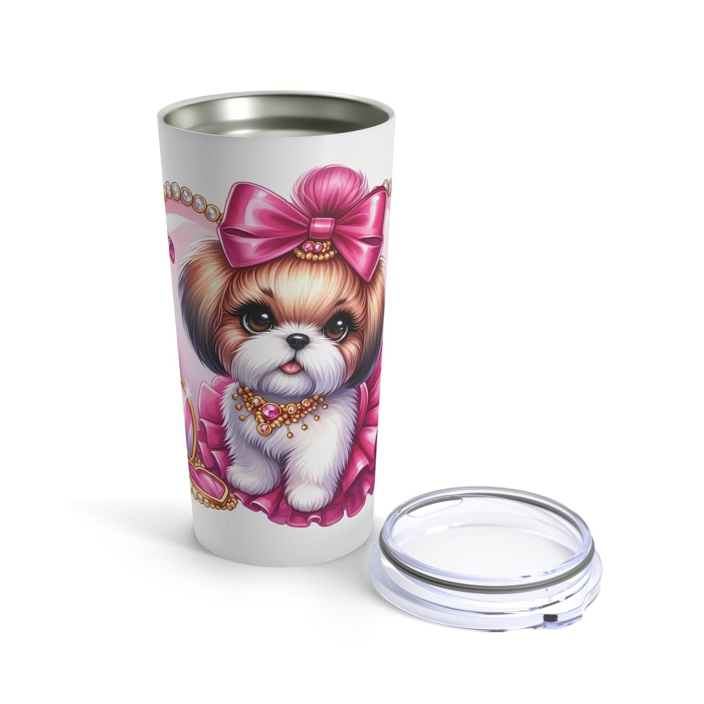 Pink Bow Shih Tzu Tumbler - Shih Tzu Gifts