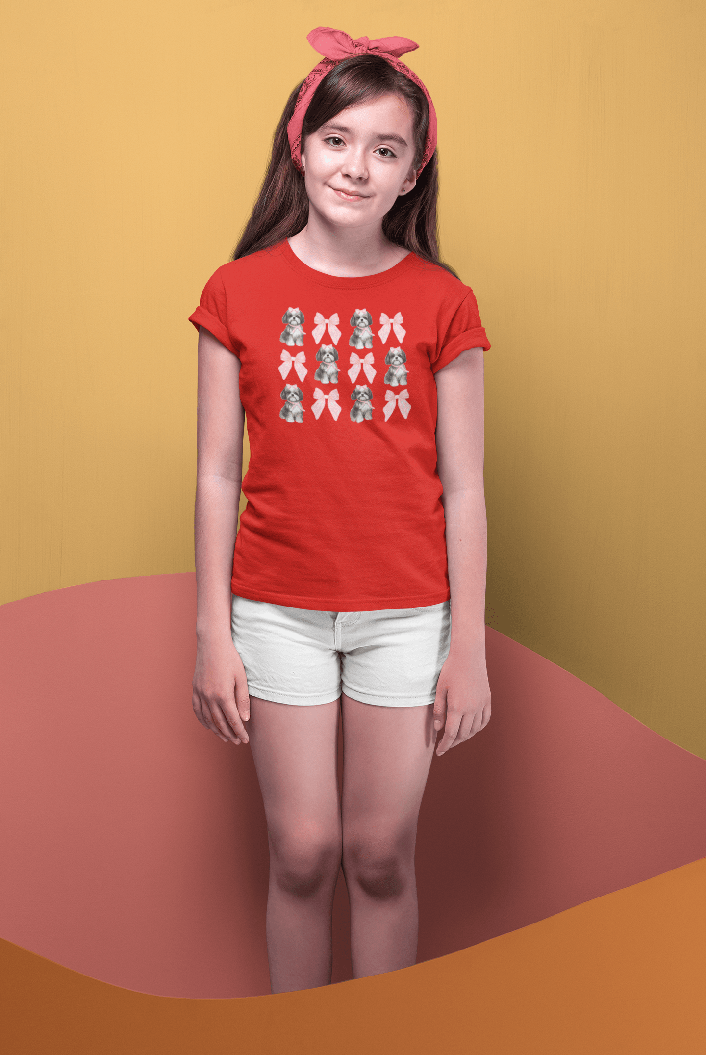 Shih Tzu With Pink Bows Youth Shirt - Cute Gift for Dog Lovers