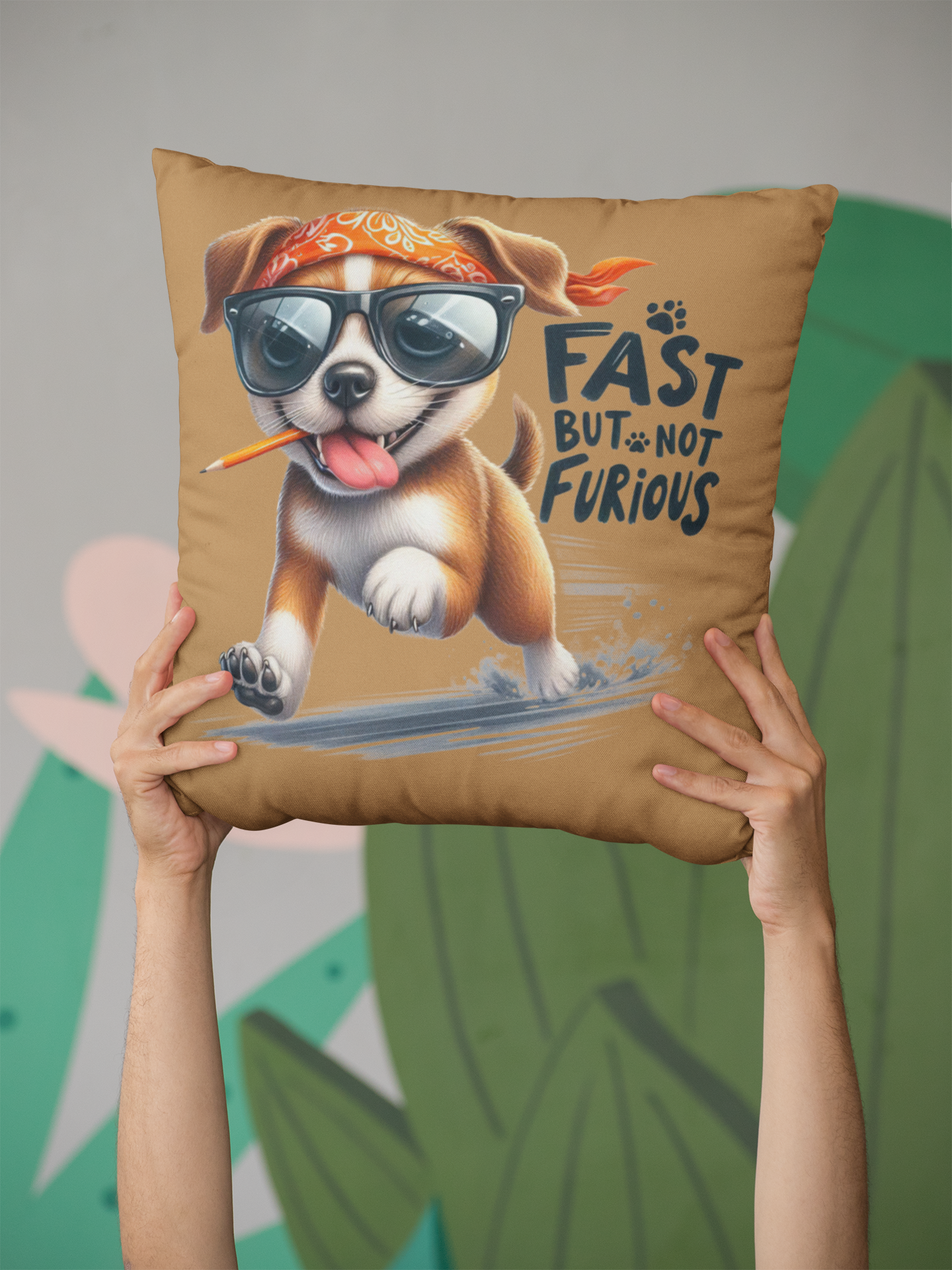 Fast But Not Furious Dog Pillow – Funny Gift for Chill Dog Lovers