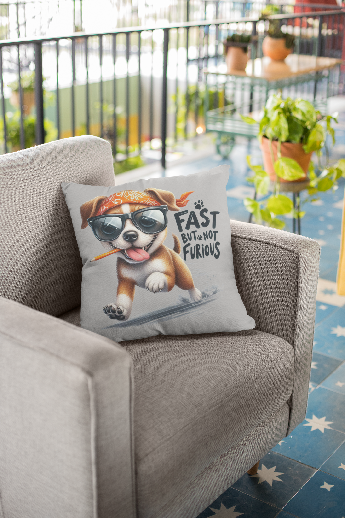 Fast But Not Furious Dog Pillow – Funny Gift for Chill Dog Lovers