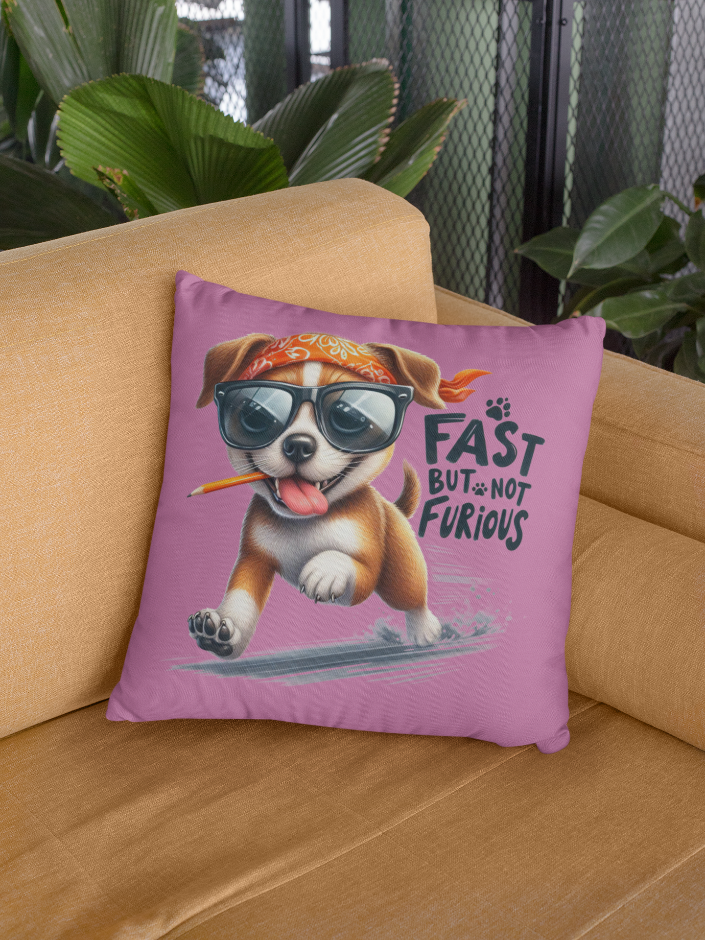 Fast But Not Furious Dog Pillow – Funny Gift for Chill Dog Lovers