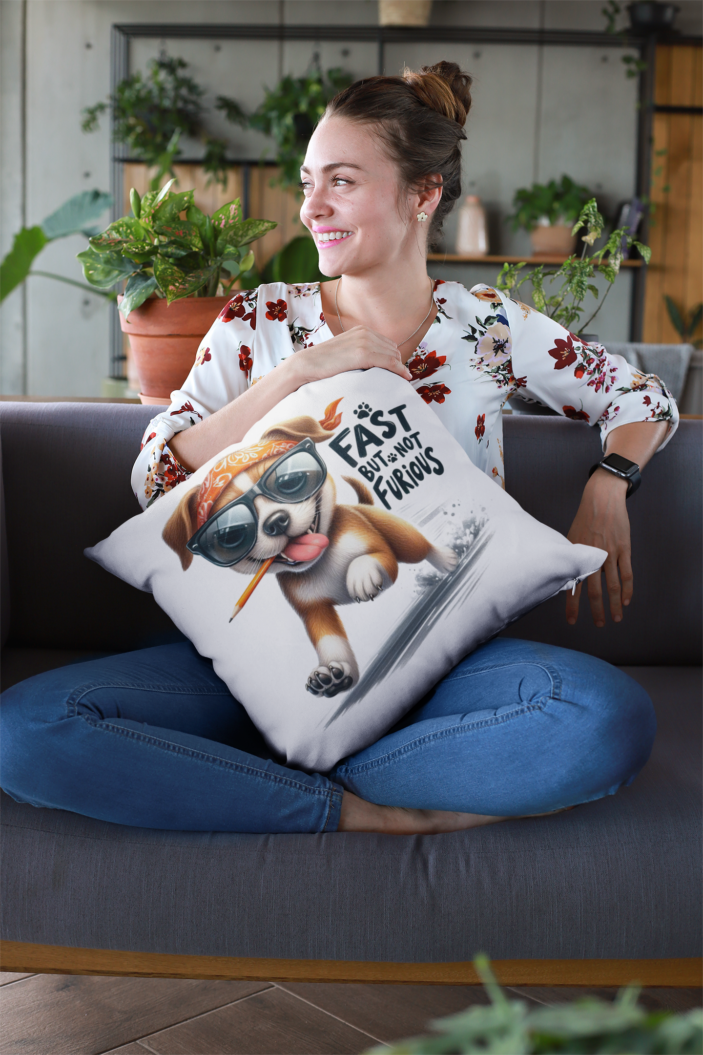 Fast But Not Furious Dog Pillow – Funny Gift for Chill Dog Lovers