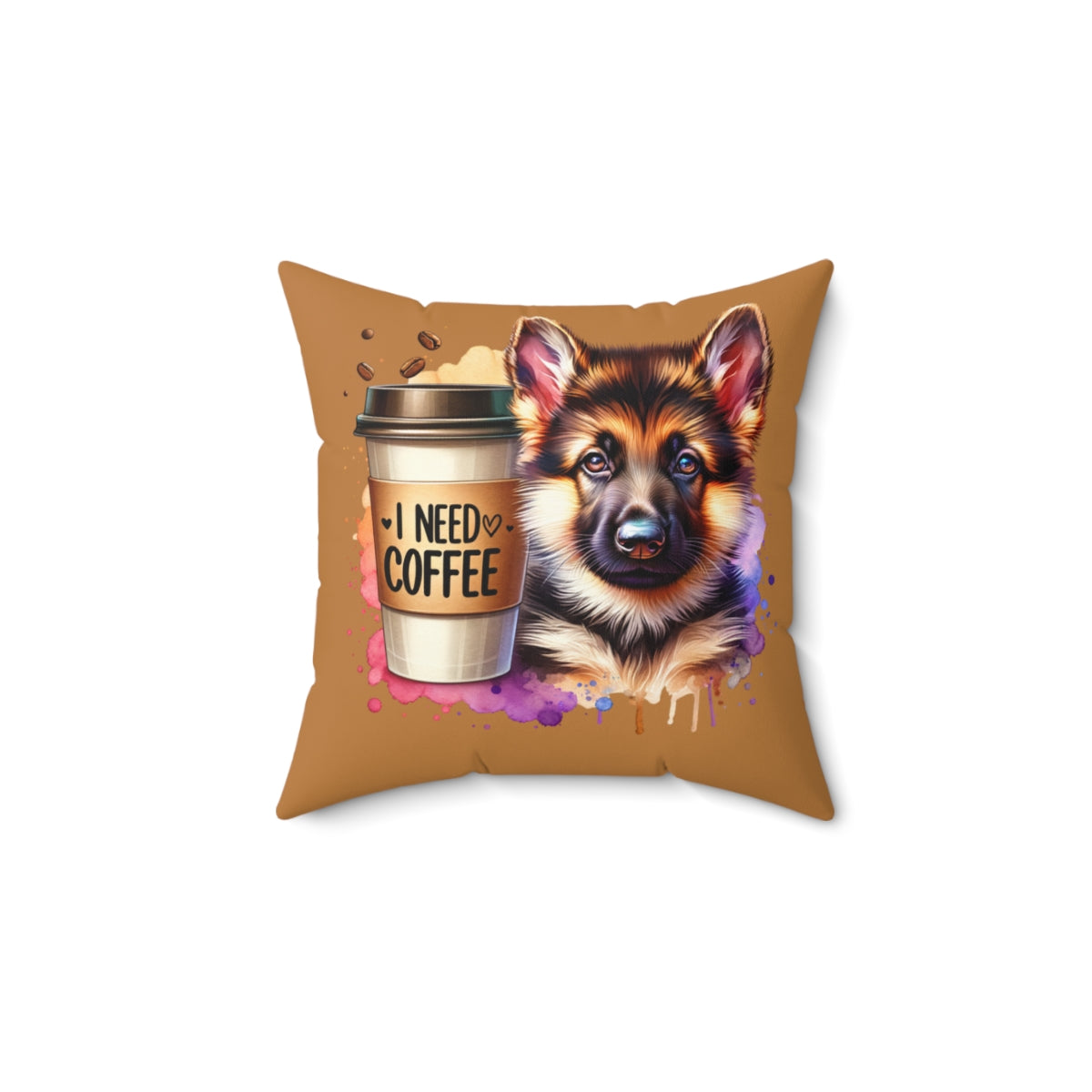 German Shepherd Coffee Pillow – Gift for Dog Moms & Coffee Lovers