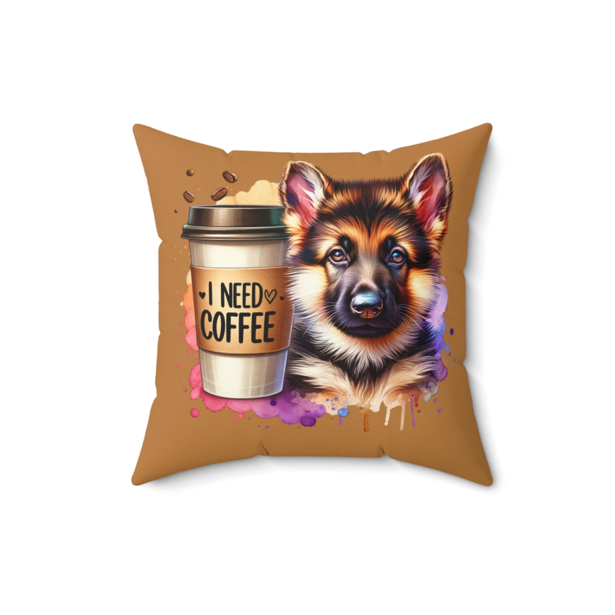 German Shepherd Coffee Pillow – Gift for Dog Moms & Coffee Lovers