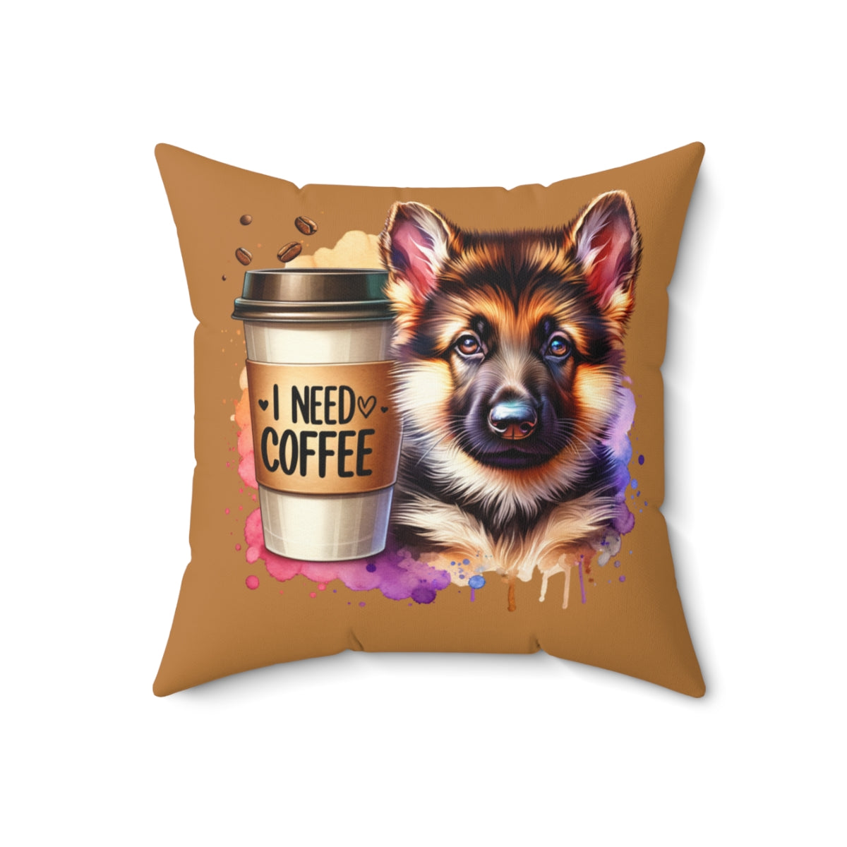German Shepherd Coffee Pillow – Gift for Dog Moms & Coffee Lovers