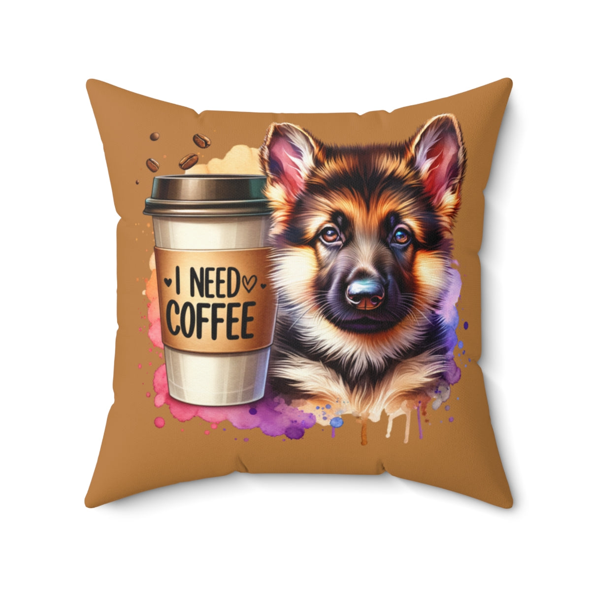 German Shepherd Coffee Pillow – Gift for Dog Moms & Coffee Lovers