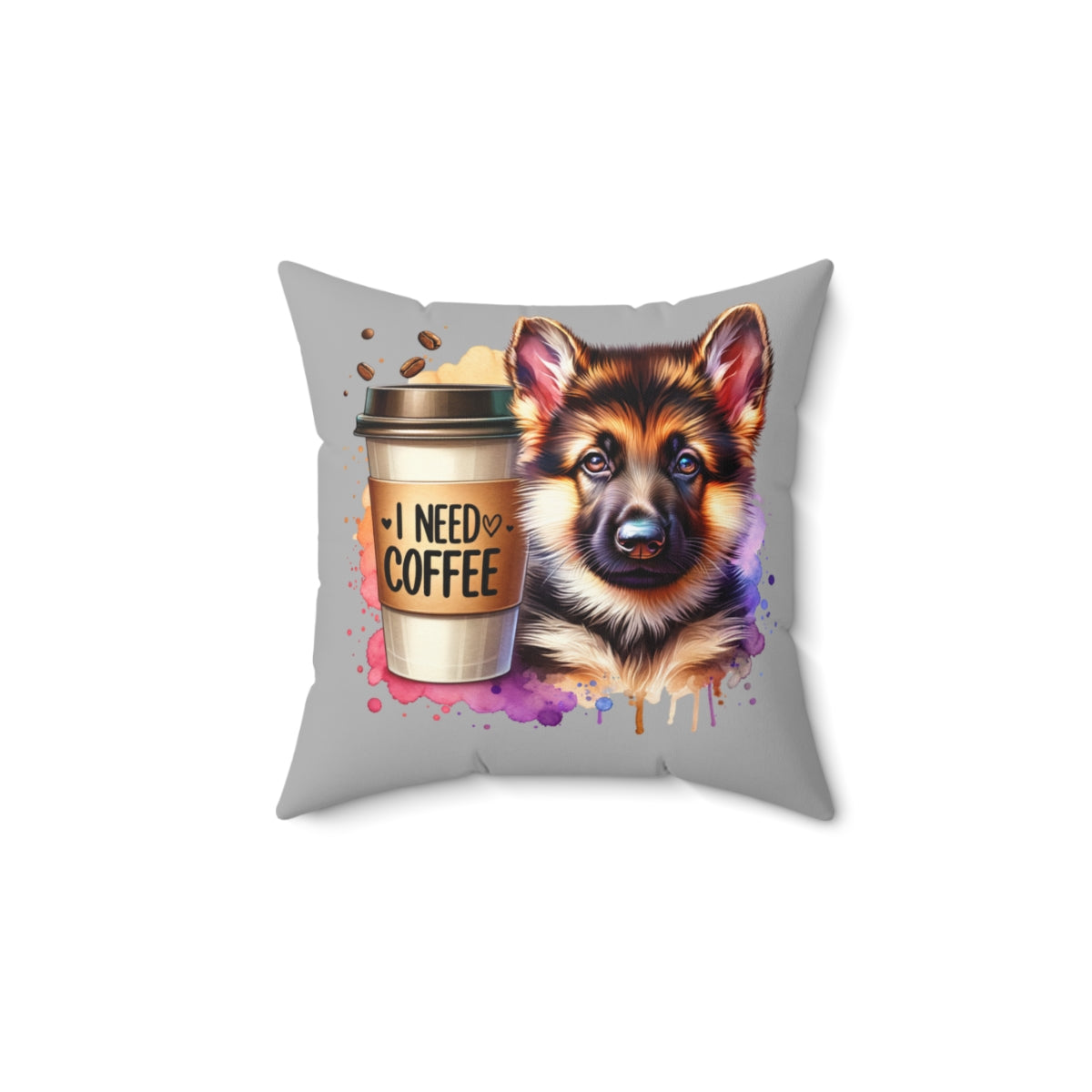 German Shepherd Coffee Pillow – Gift for Dog Moms & Coffee Lovers