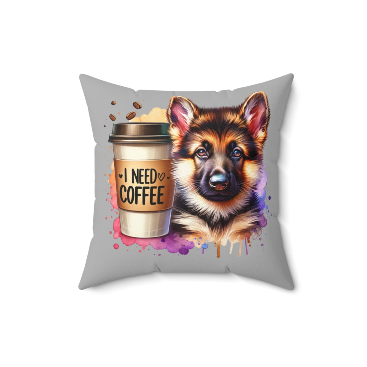 German Shepherd Coffee Pillow – Gift for Dog Moms & Coffee Lovers