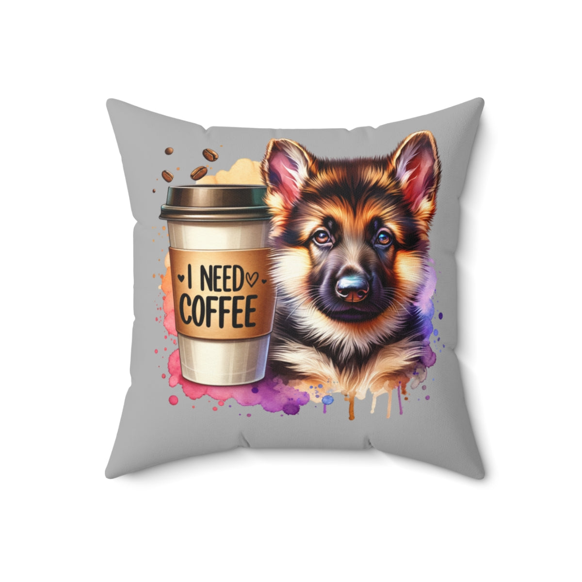 German Shepherd Coffee Pillow – Gift for Dog Moms & Coffee Lovers