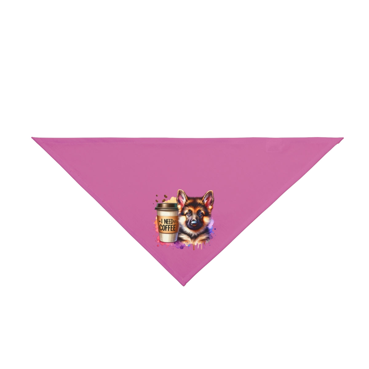 German Shepherd with Coffee Bandana – Fun Gift for Dog & Coffee Lovers