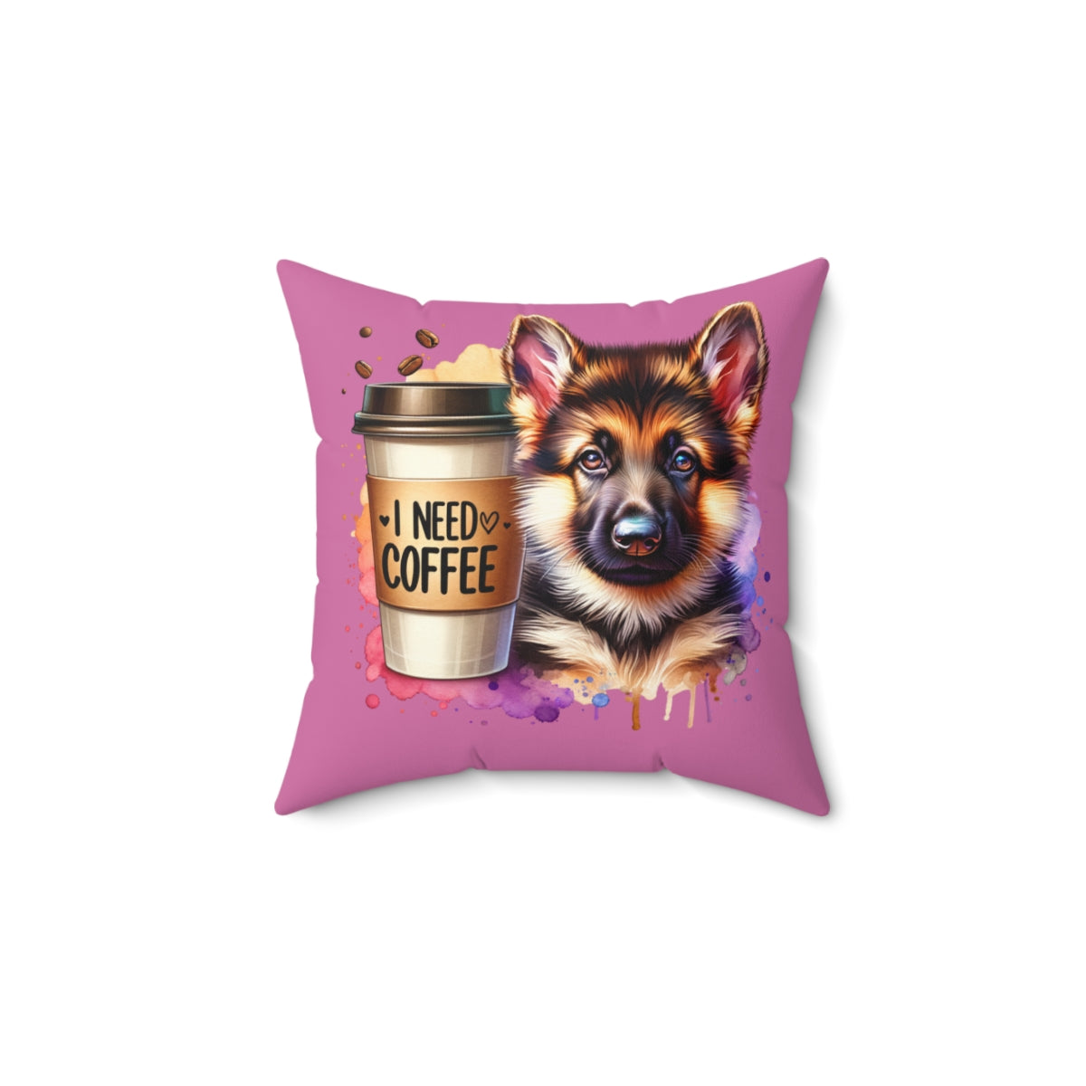 German Shepherd Coffee Pillow – Gift for Dog Moms & Coffee Lovers