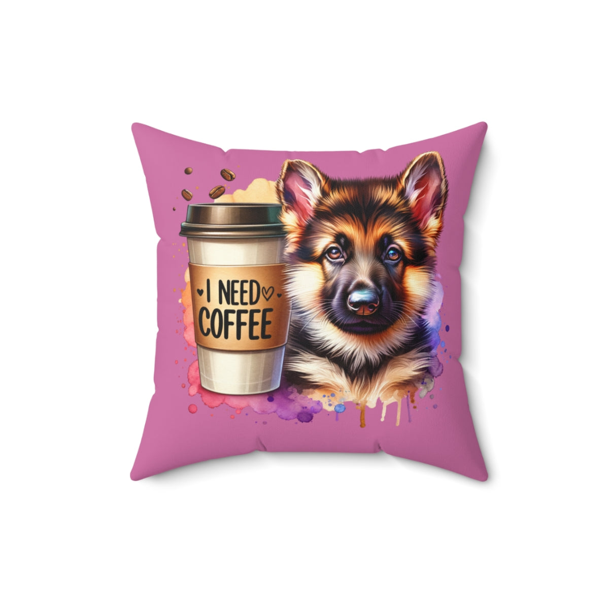 German Shepherd Coffee Pillow – Gift for Dog Moms & Coffee Lovers