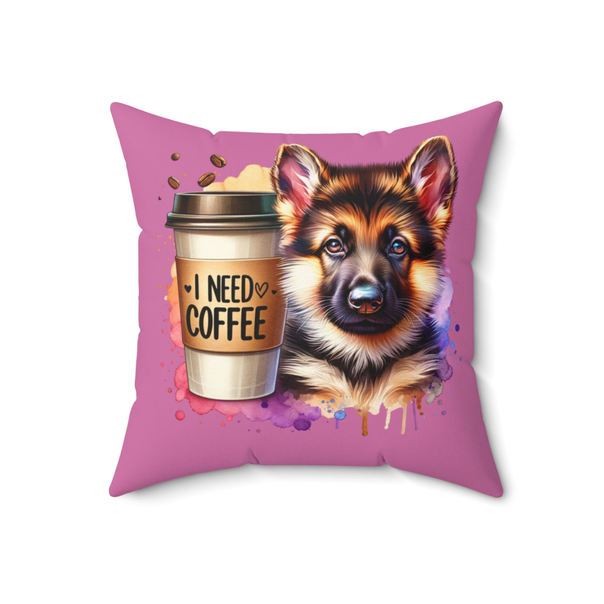 German Shepherd Coffee Pillow – Gift for Dog Moms & Coffee Lovers