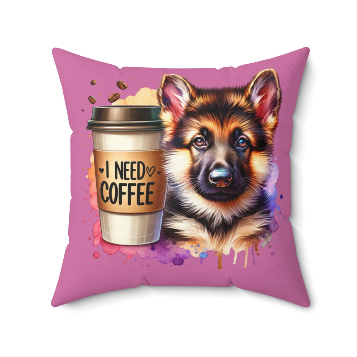 German Shepherd Coffee Pillow – Gift for Dog Moms & Coffee Lovers