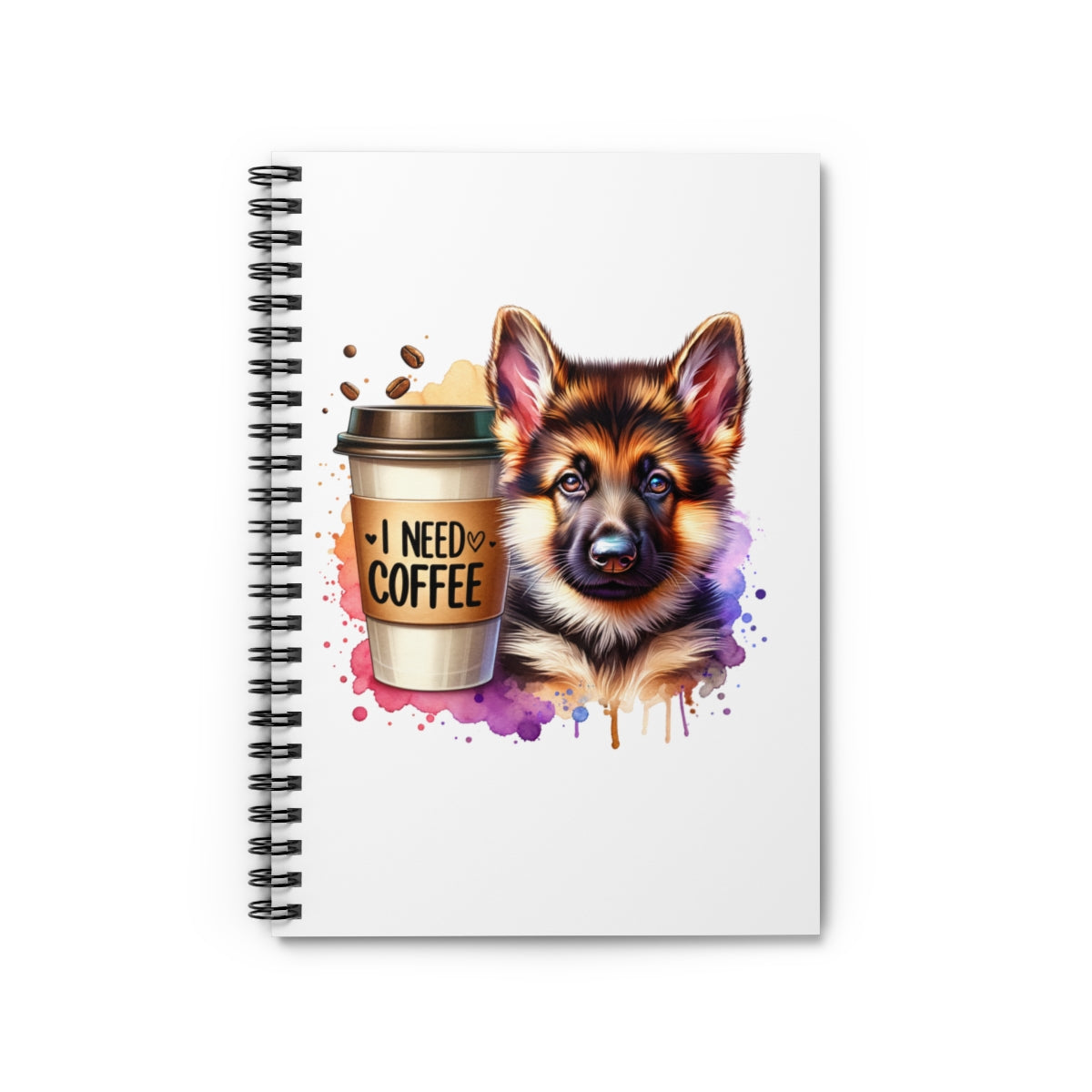German Shepherd with Coffee Notebook – Gift for Dog and Coffee Lovers