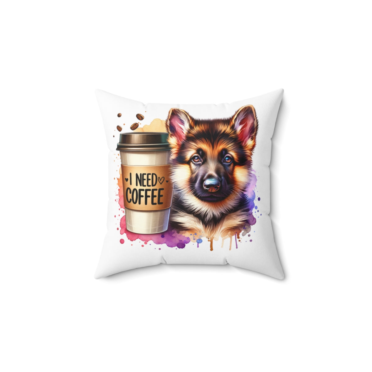 German Shepherd Coffee Pillow – Gift for Dog Moms & Coffee Lovers
