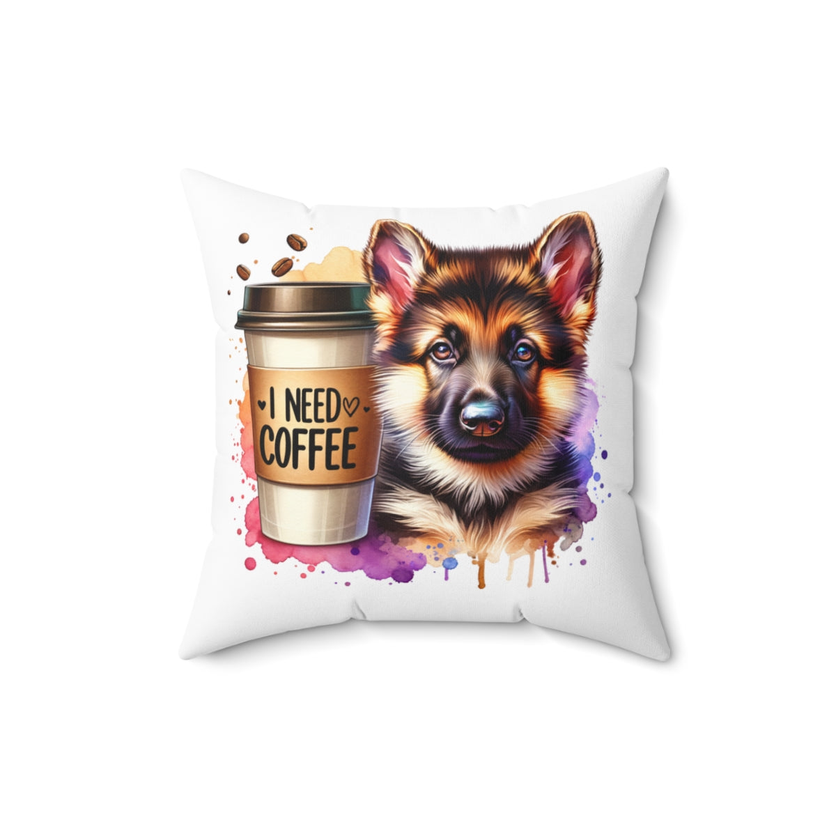 German Shepherd Coffee Pillow – Gift for Dog Moms & Coffee Lovers