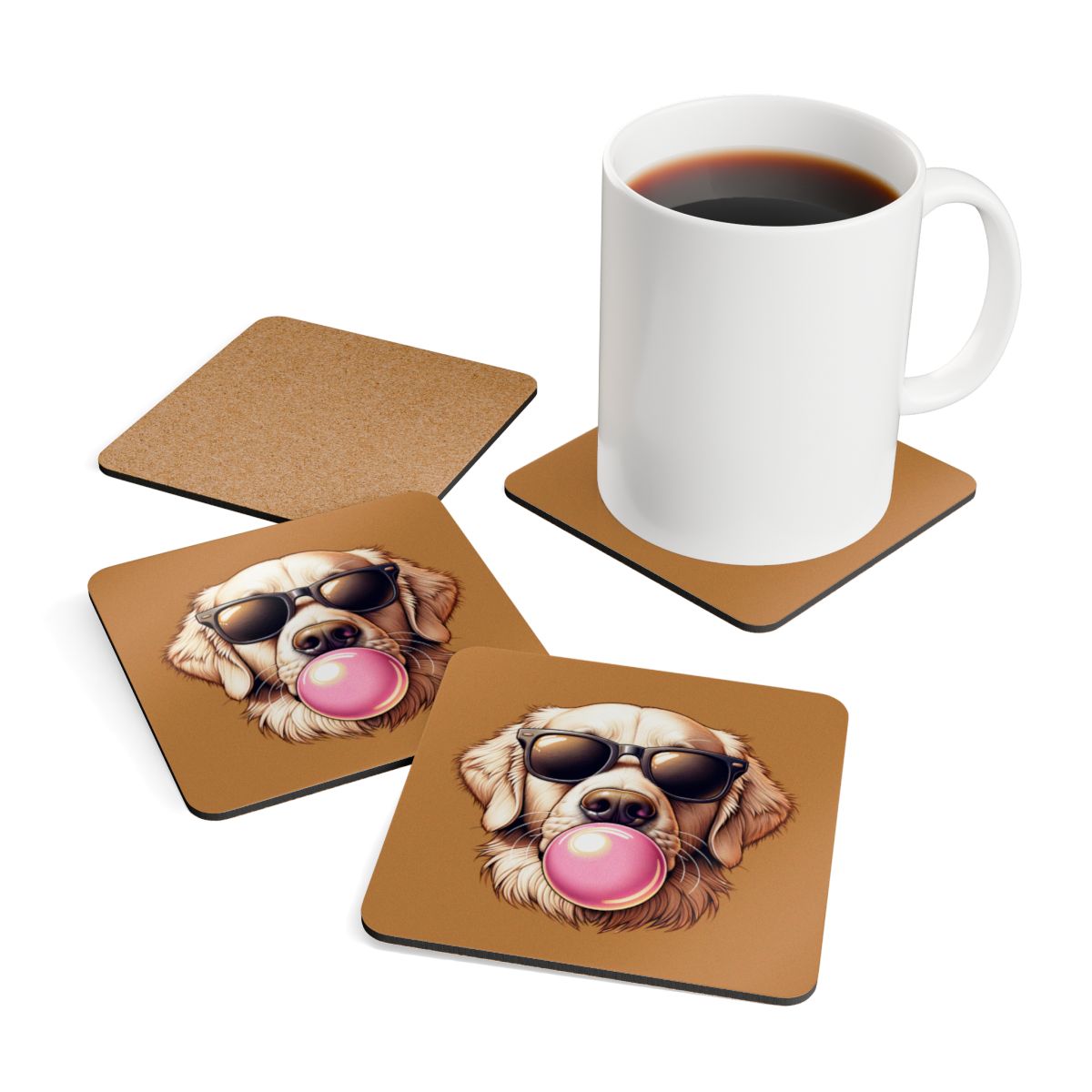 Golden-with-Gum-white- Corkwood Coaster Set
