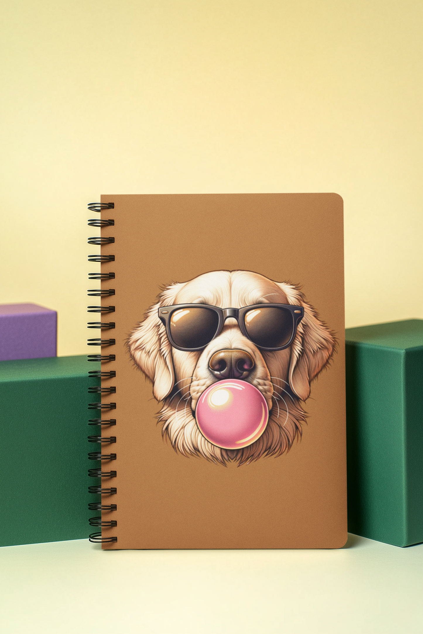 Golden-with-Gum-Spiral Notebook - Ruled Line-white