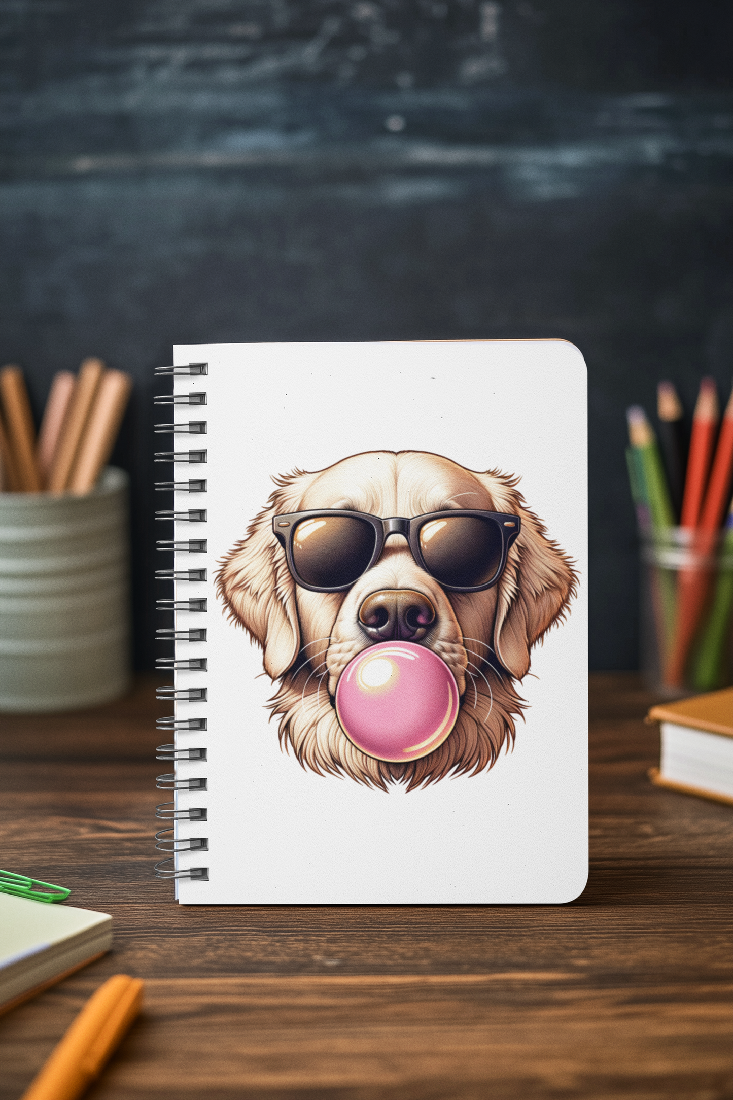 Golden-with-Gum-Spiral Notebook - Ruled Line-white