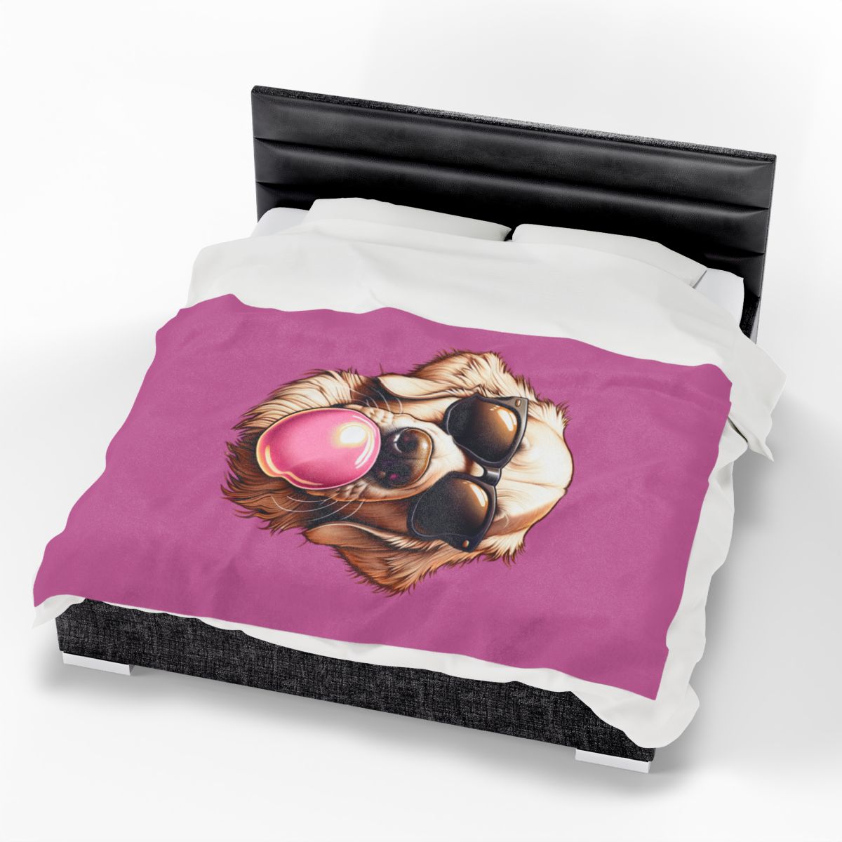 Golden-with-Gum-Velveteen- Plush- Blanket -White