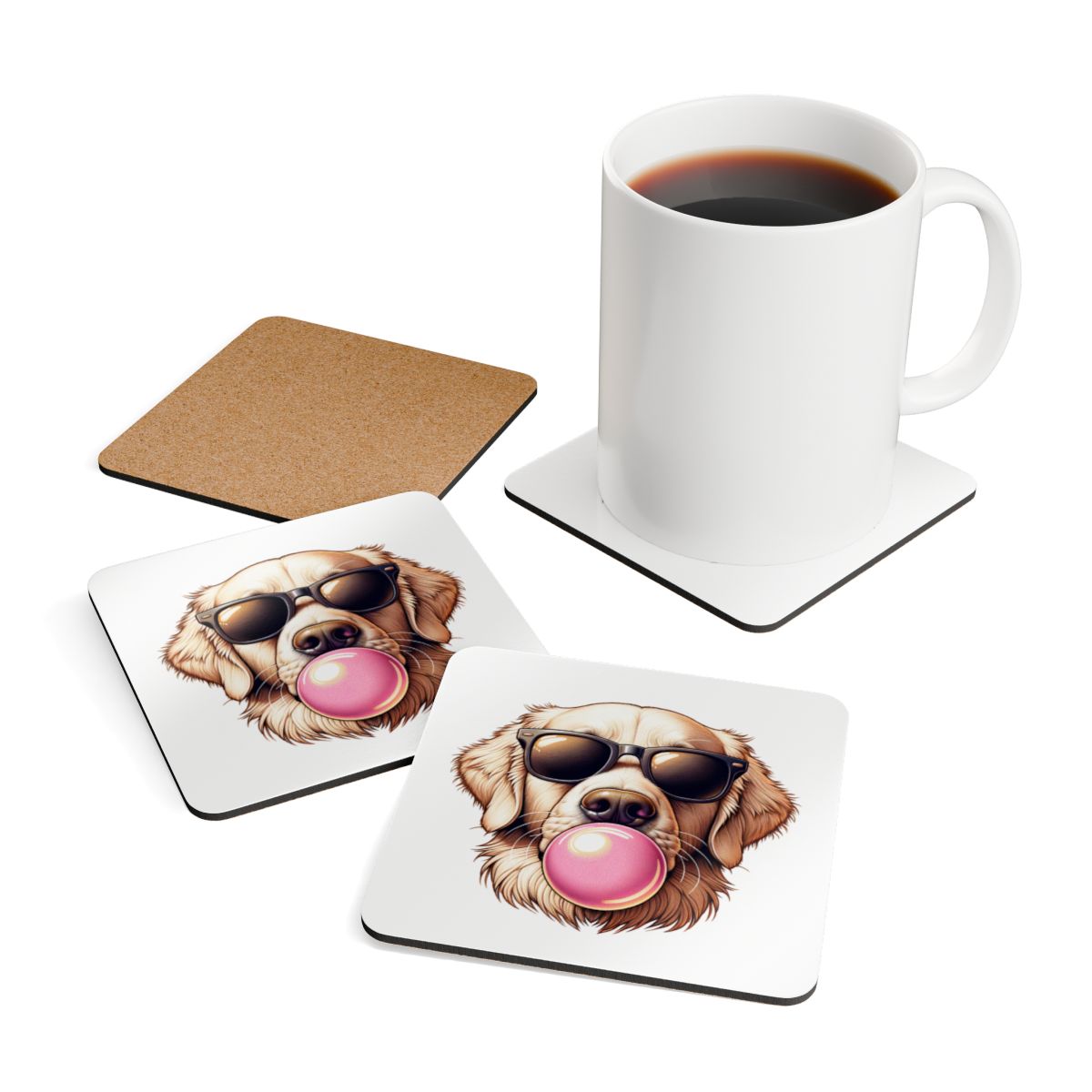 Golden-with-Gum-white- Corkwood Coaster Set
