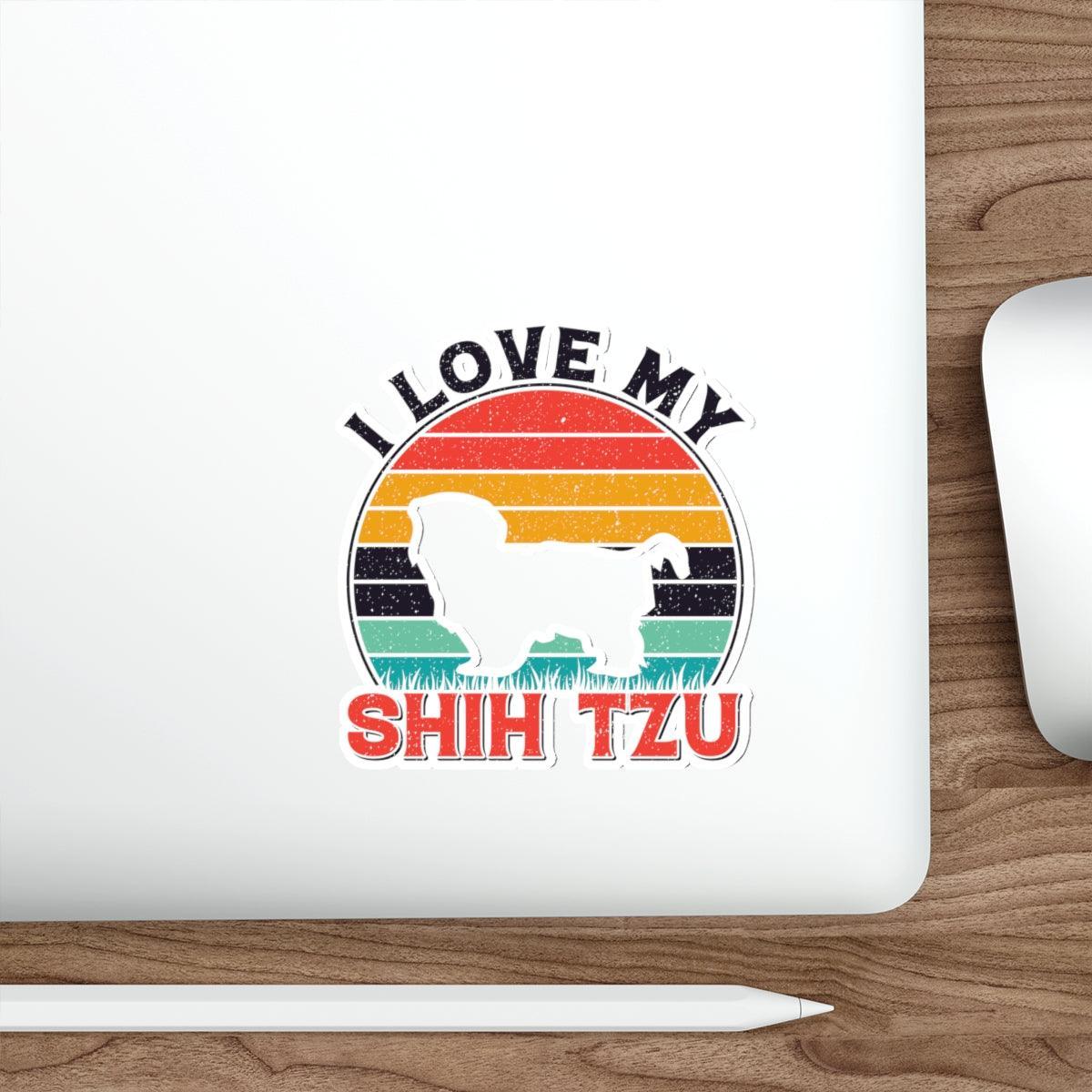 I Love My Shih Tzu With Rainbow Die-Cut Stickers - Shih Tzu Gifts