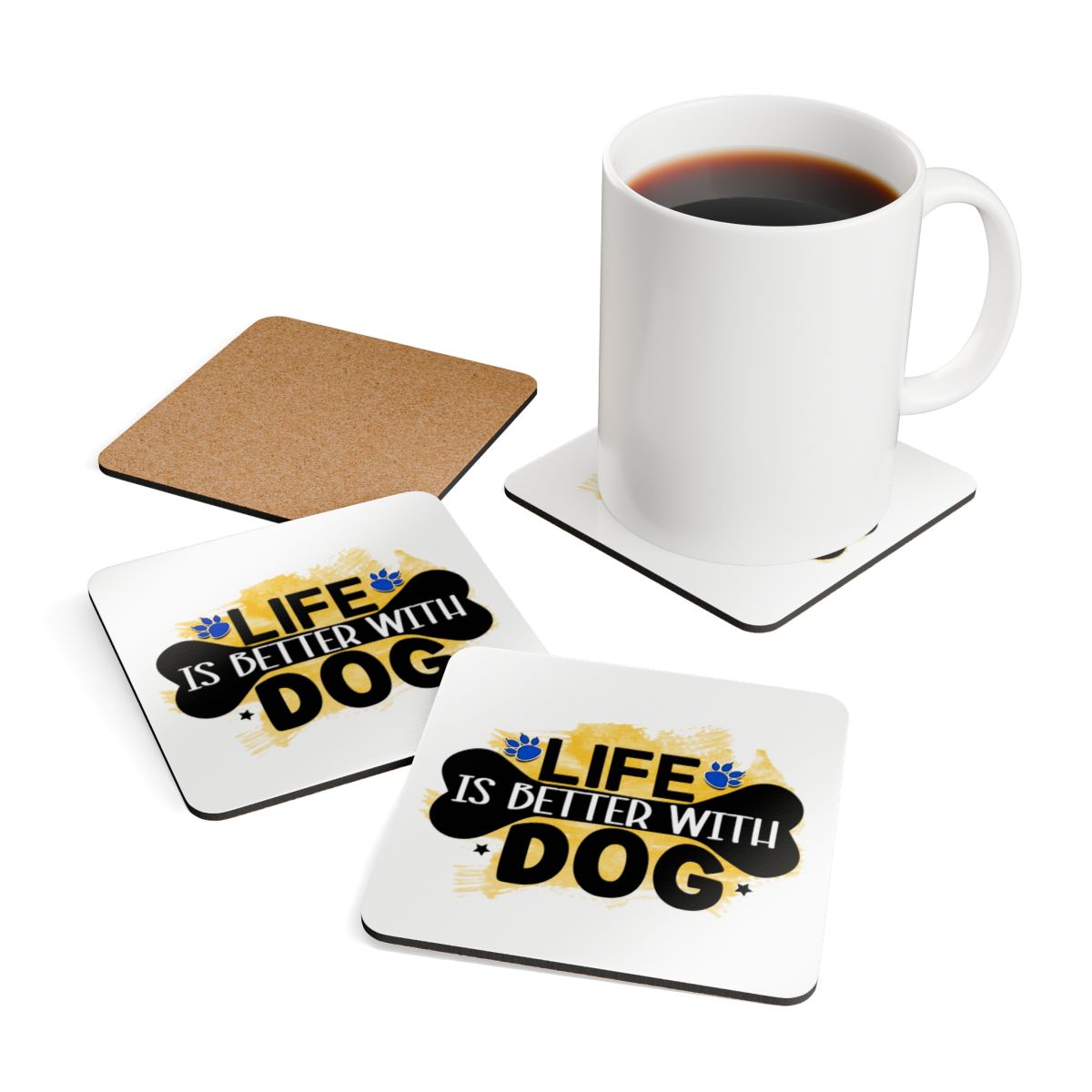 Life Is Better With Dog Coaster Set – Cute Gift for Dog Lovers