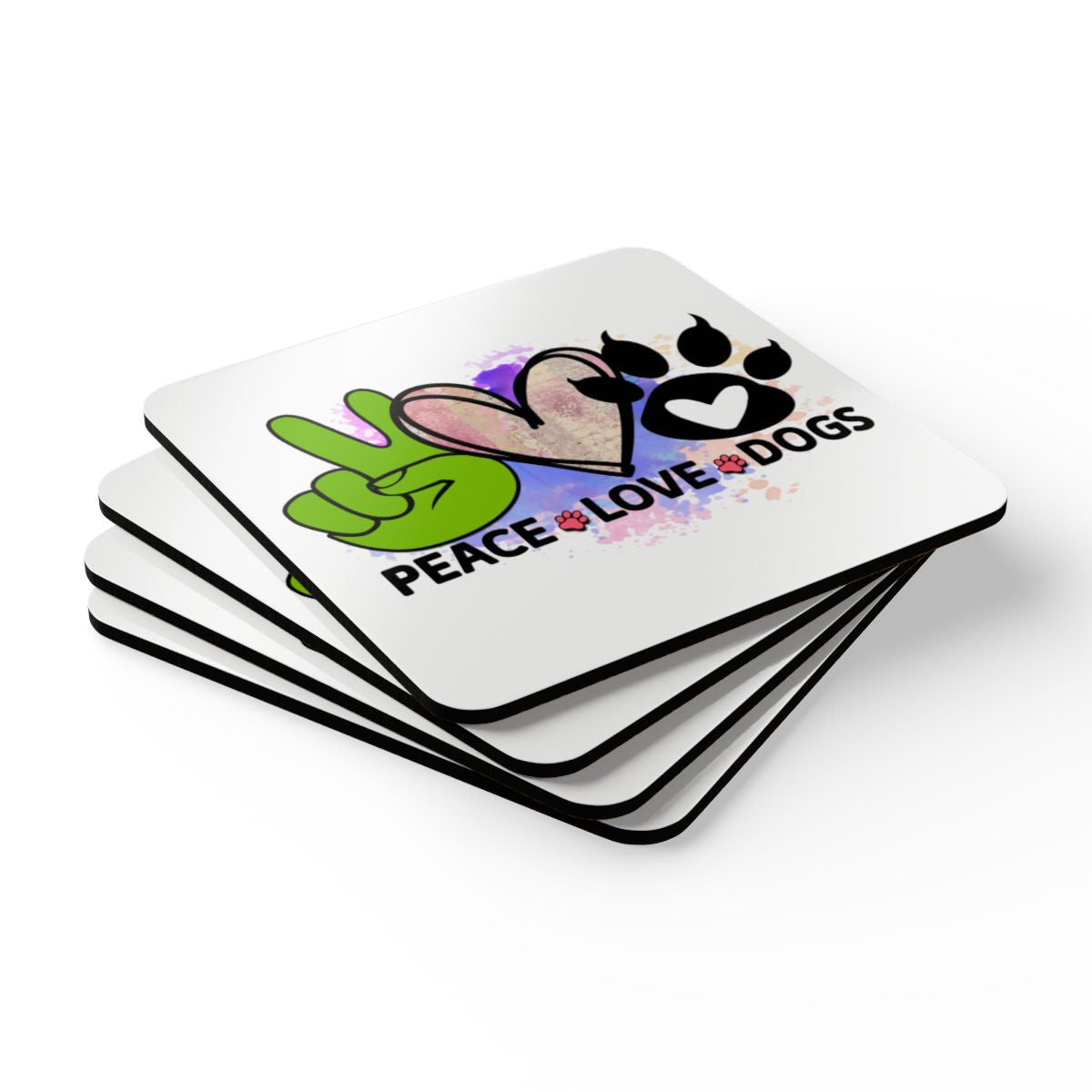 Peace Love Dogs Coaster Set – Cute Gift for Dog Lovers & Owners
