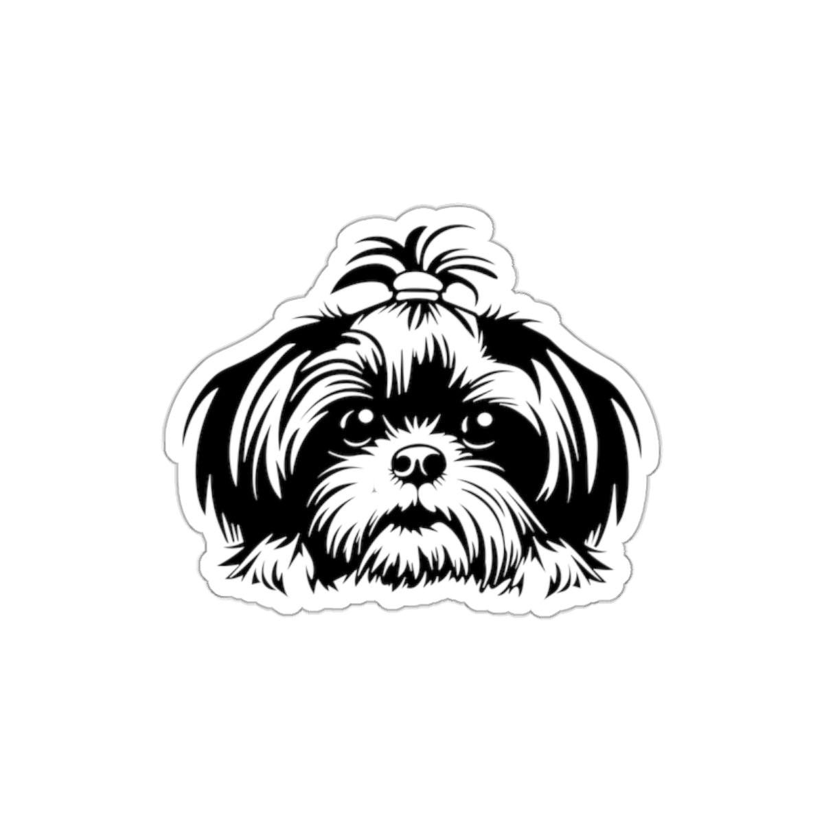 Shih-Tzu-Black-and-White- Die-Cut Stickers - Shih Tzu Gifts