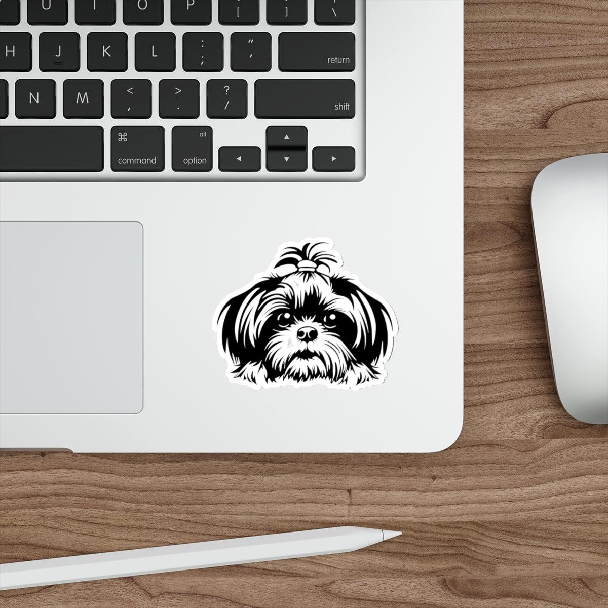 Shih-Tzu-Black-and-White- Die-Cut Stickers - Shih Tzu Gifts
