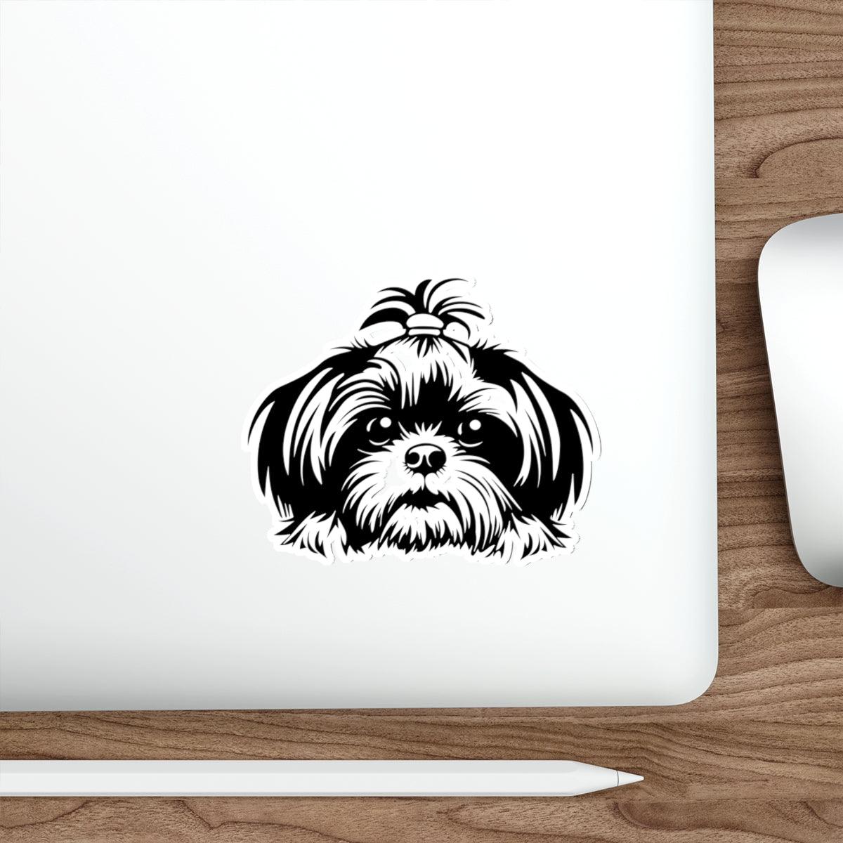 Shih-Tzu-Black-and-White- Die-Cut Stickers - Shih Tzu Gifts