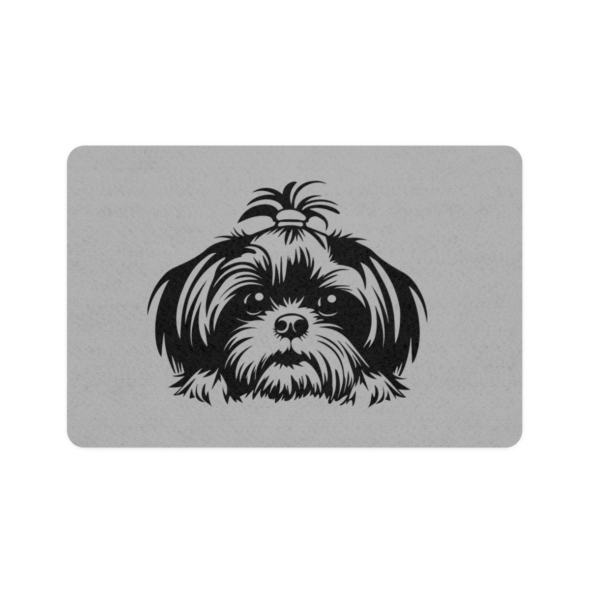 Shih-Tzu-Black-and-White-Pet Food Mat-white (12x18) - Shih Tzu Gifts
