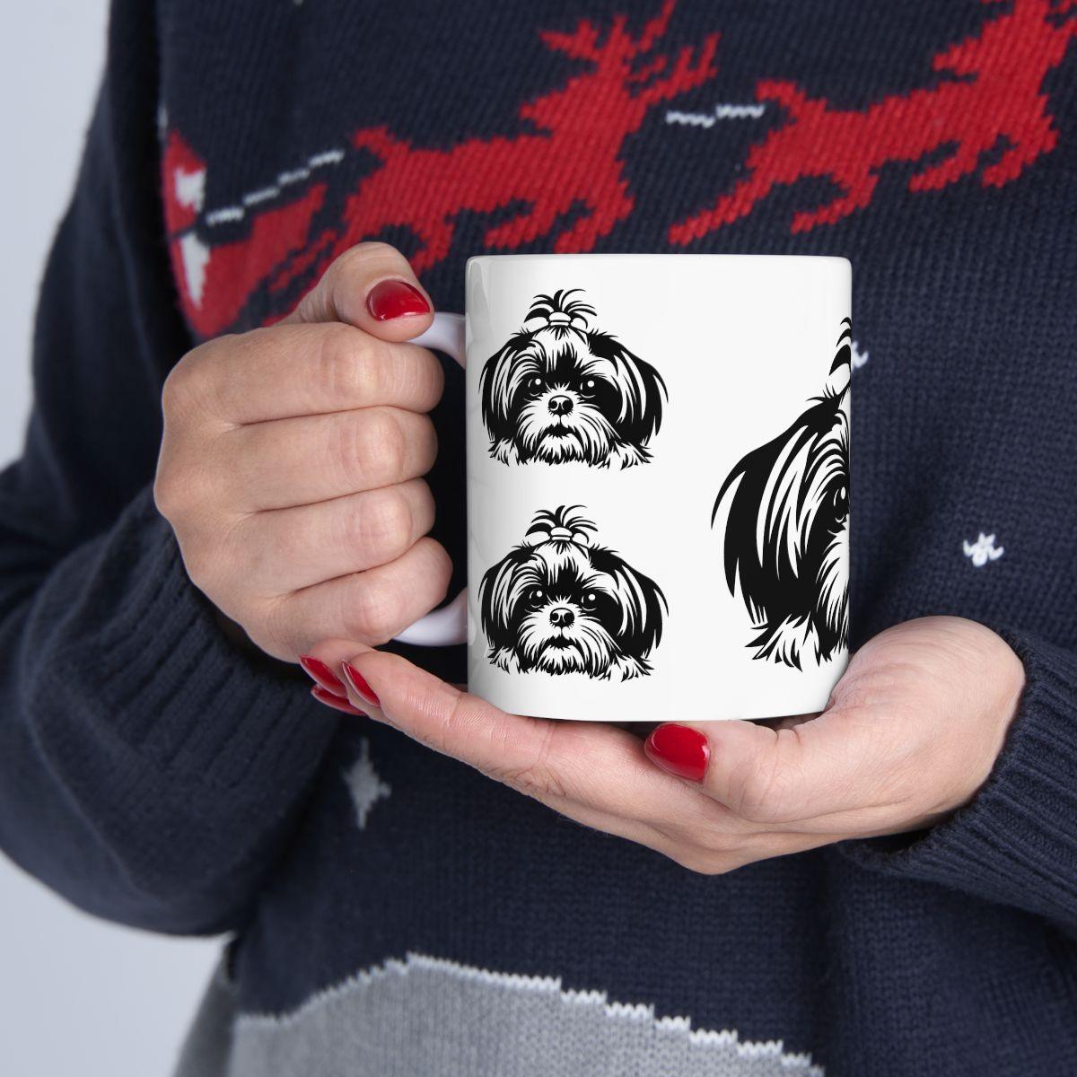Shih-Tzu-Black-and-White-white-11oz-Mug, (11oz, ) - Shih Tzu Gifts