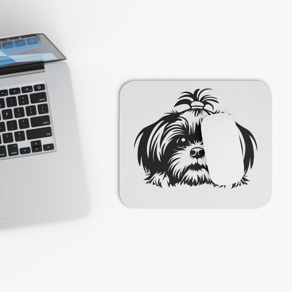 Shih-Tzu-Black-and White-white- Mouse Pad (Rectangle) - Shih Tzu Gifts