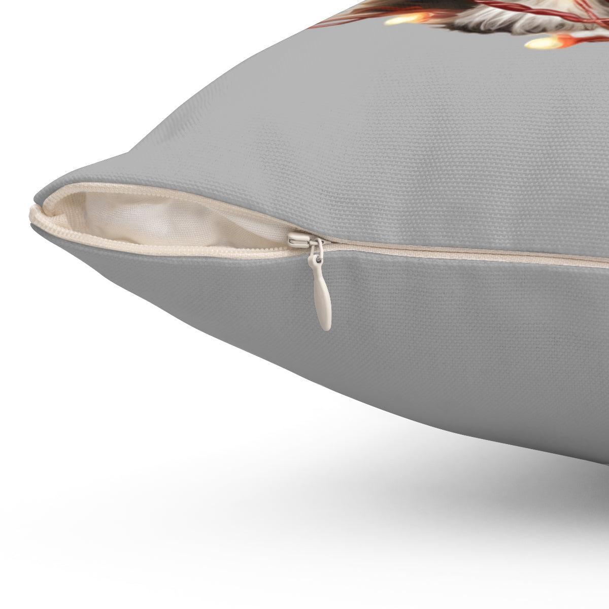 Shih Tzu Wearing a Christmas Hat and Wrapped in Lights Pillow - Shih Tzu Gifts