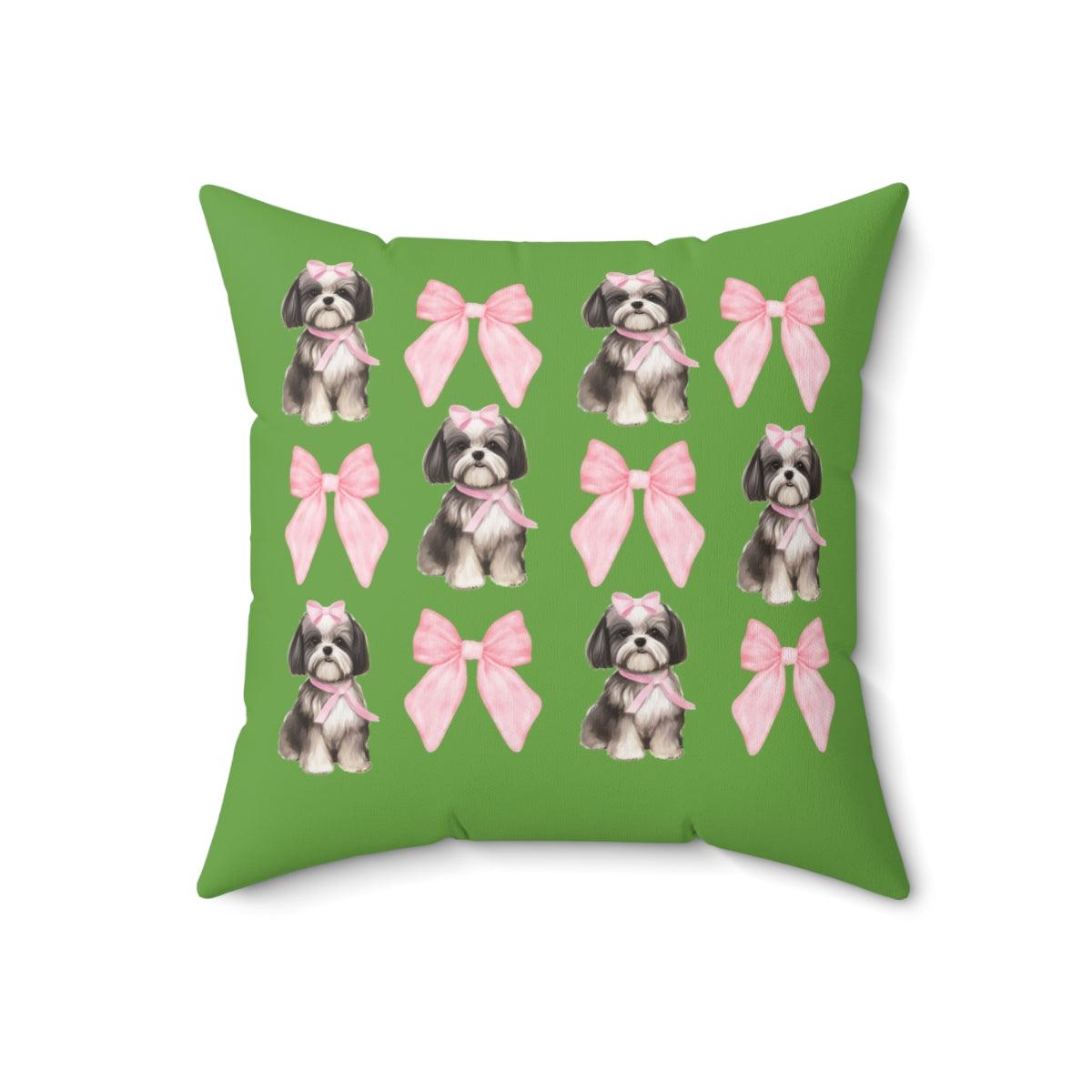 Shih Tzu with Pink Bows Pillow - Cute Gift for Shih Tzu Lovers