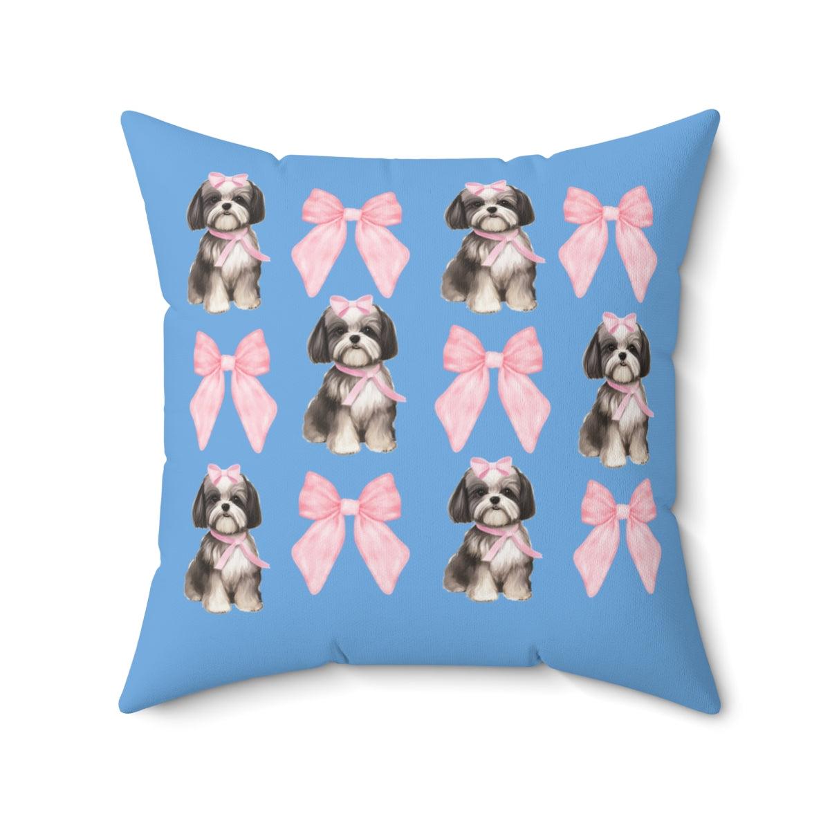 Shih Tzu with Pink Bows Pillow - Cute Gift for Shih Tzu Lovers
