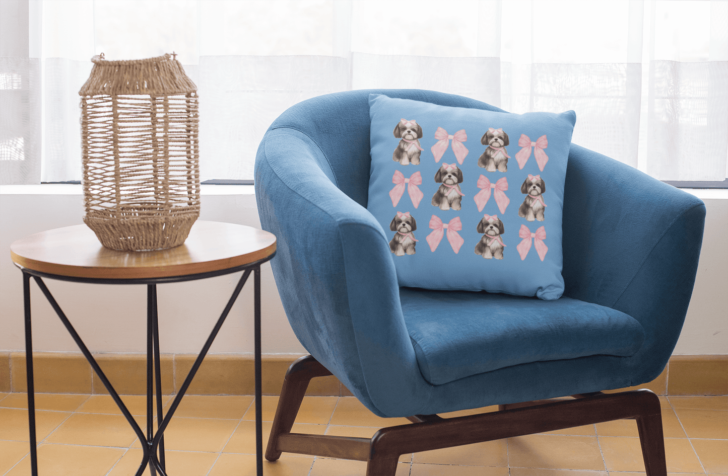 Shih Tzu with Pink Bows Pillow - Cute Gift for Shih Tzu Lovers